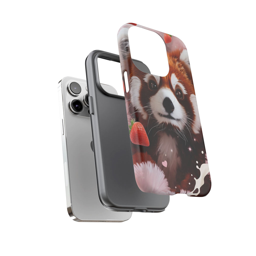 Red Panda with Strawberries Tough Phone Case — Cute Protective Phone Case
