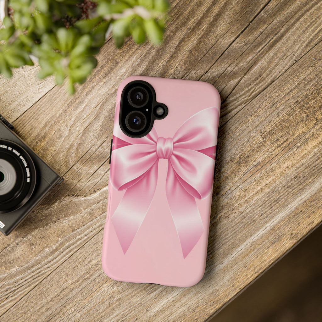 Coquette Pink Bow Phone Case, Cute Aesthetic iPhone Case, Soft Girl Bow Cover, Feminine Girly Phone Case
