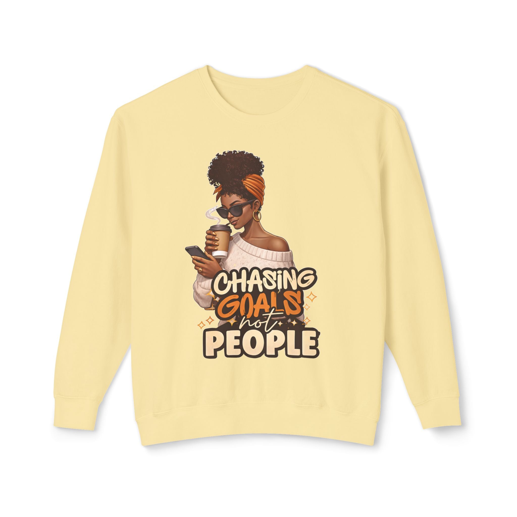 Chasing Goals Not People Hoodie – Motivational Aesthetic Black Woman Graphic Hoodie, Cozy Neutral Streetwear, Empowered Women Sweatshirt