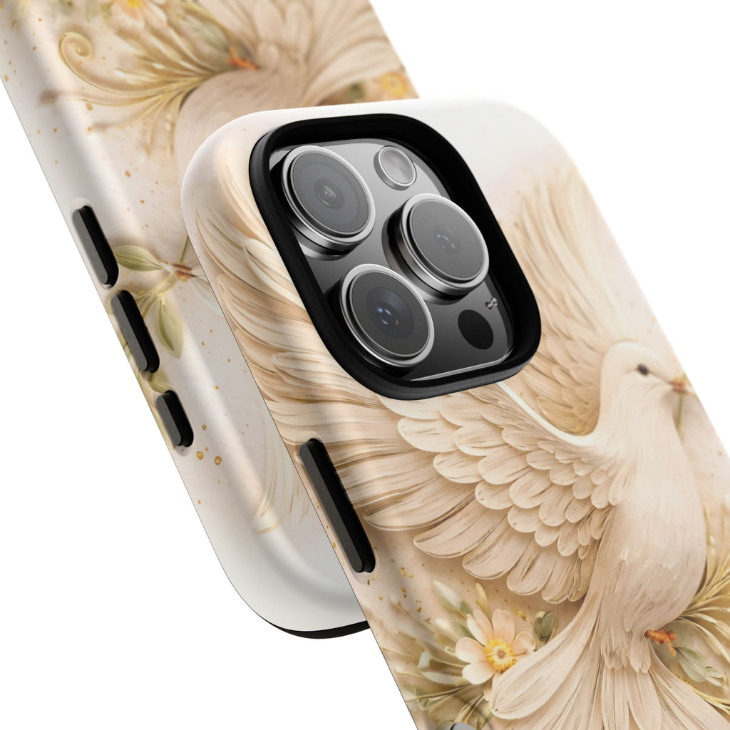 Dove Protection Phone Case — Elegant White Dove Floral iPhone Cover