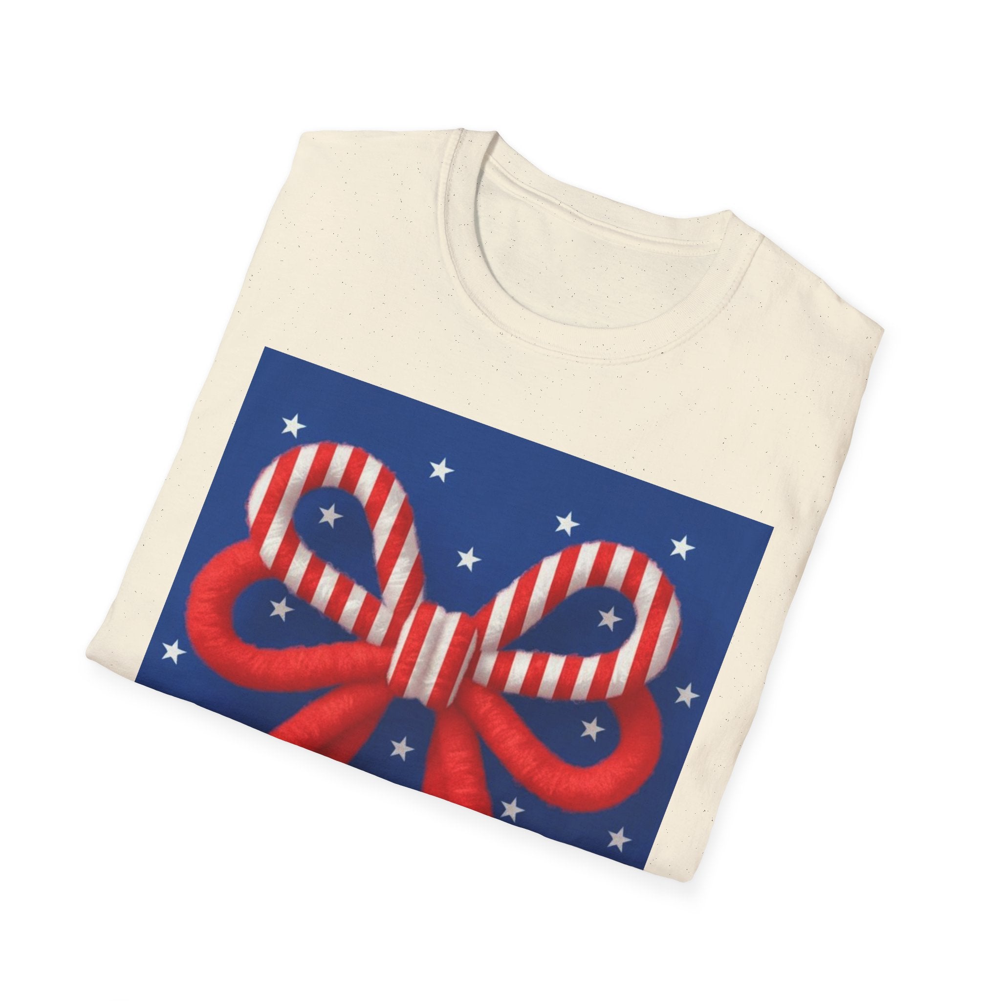 Patriotic Bow T-Shirt – Cute 4th of July Shirt for Women, American Flag Coquette Tee, Red White Blue USA Outfit