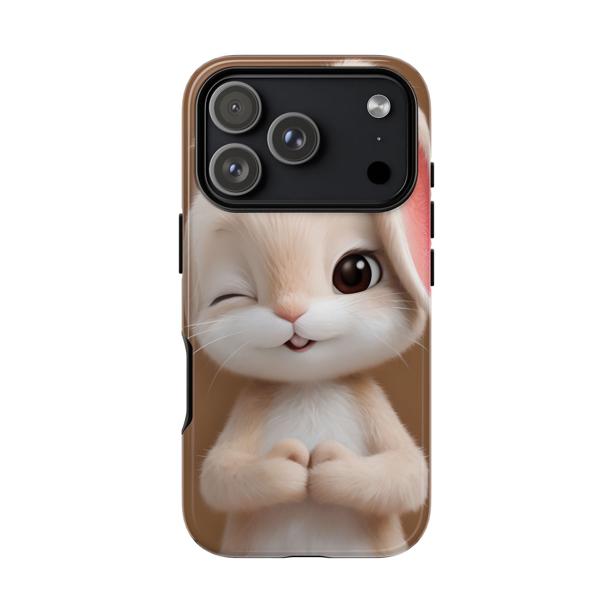 Adorable Kawaii Bunny Phone Case – Cute Winking Rabbit Aesthetic Case – Soft Pastel Bunny Cover – Gift for Bunny Lovers.