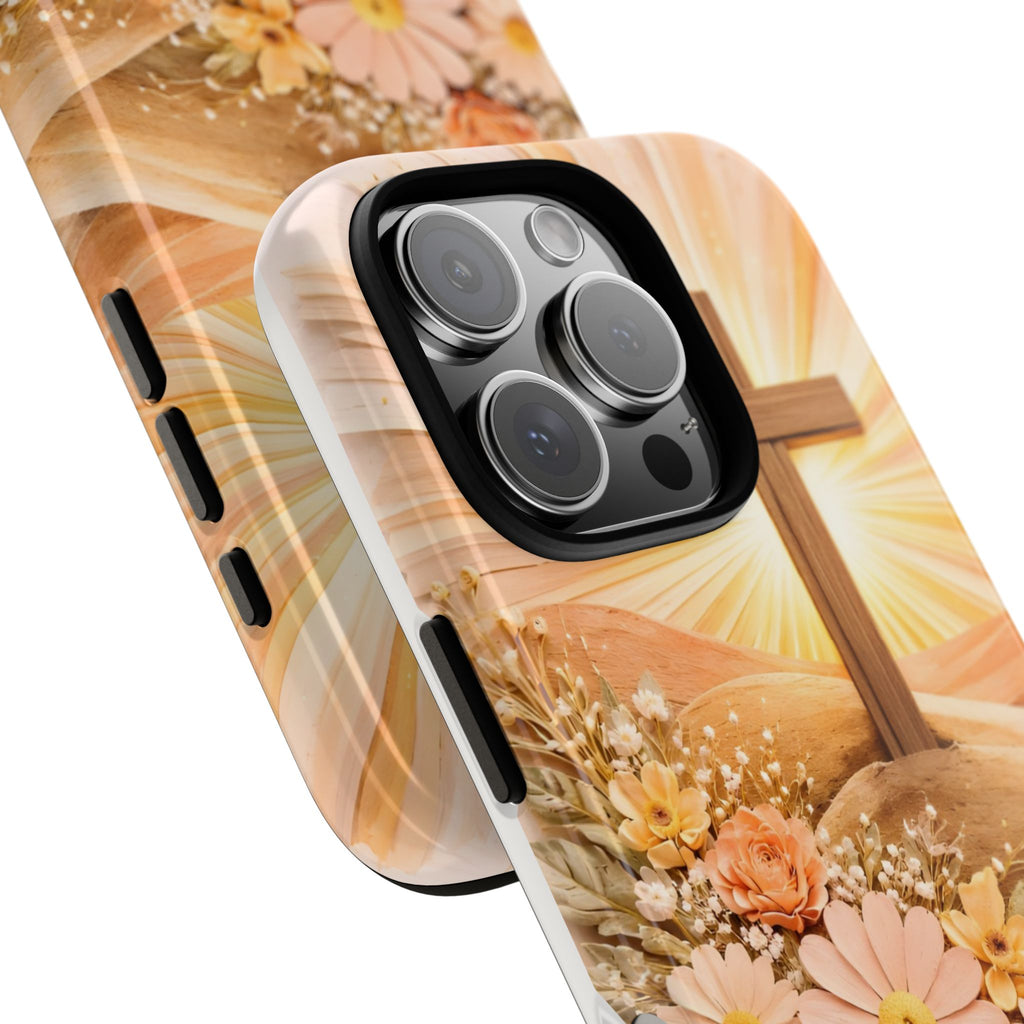 Religious Phone Case — Cross & Sunrise Floral iPhone Cover