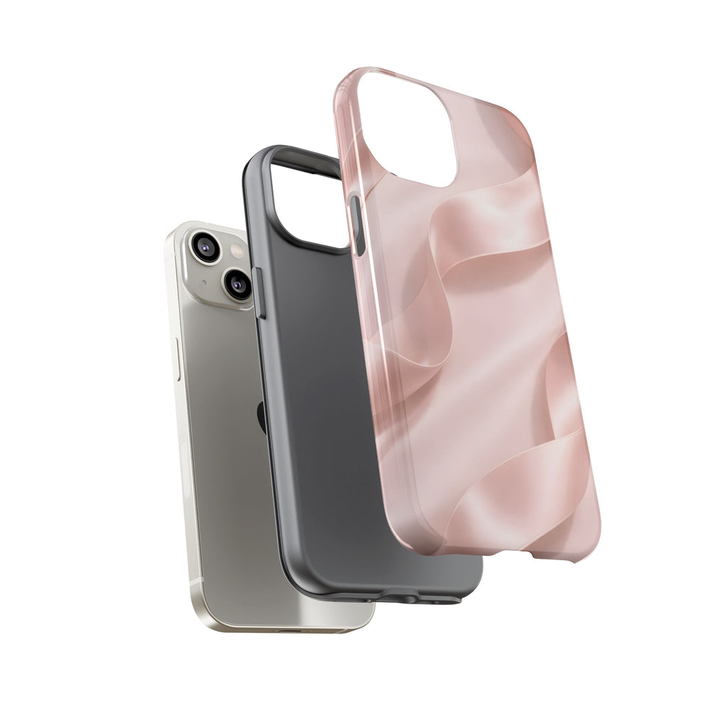 Blush Pink Satin Ribbon Phone Case – Elegant Coquette Aesthetic Luxury iPhone Case, Feminine Designer Bow Phone Cover
