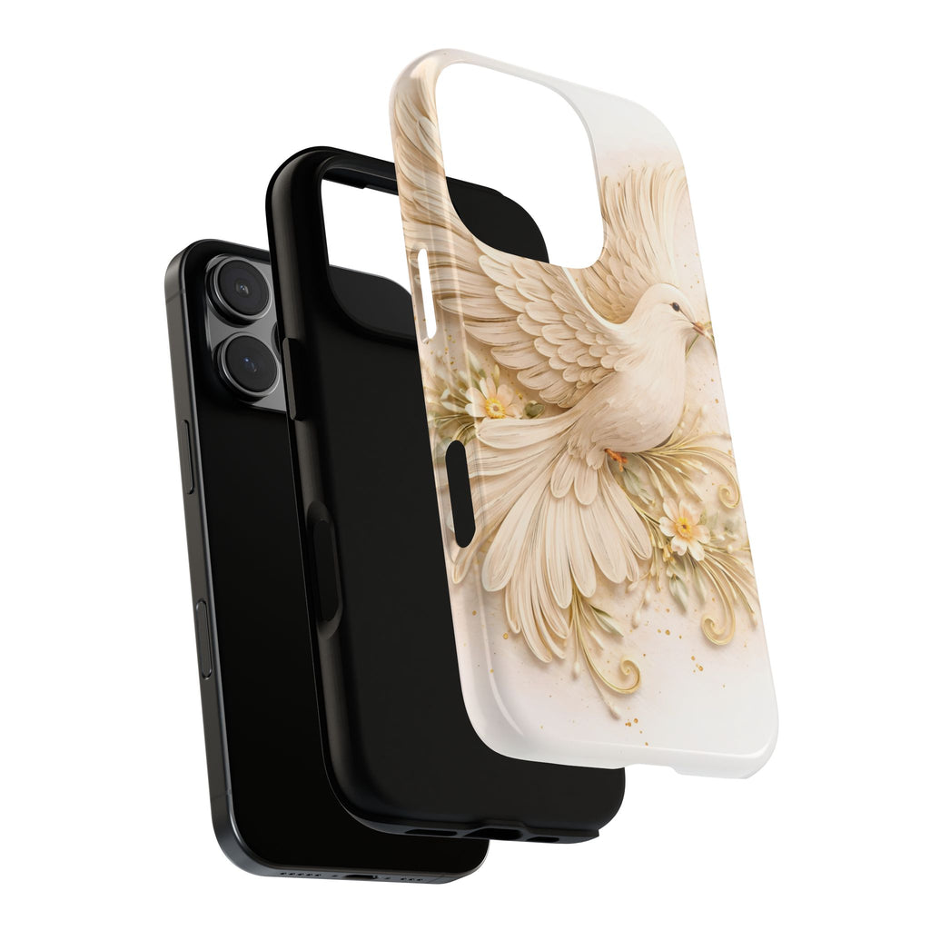 Dove Protection Phone Case — Elegant White Dove Floral iPhone Cover