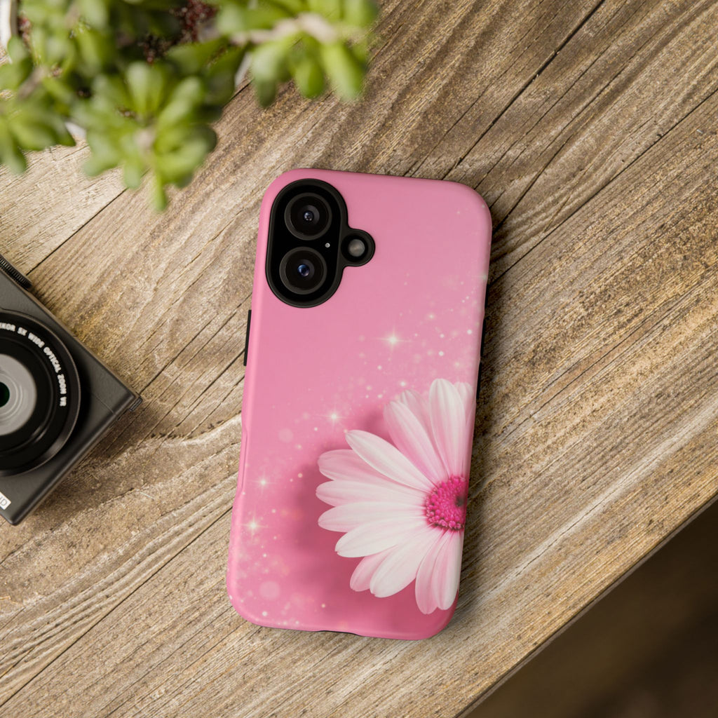 Pink Daisy Phone Case, Aesthetic Floral iPhone & Samsung Case, Cute Flower Phone Cover, Soft Girl Coquette Case, Feminine Pink Case