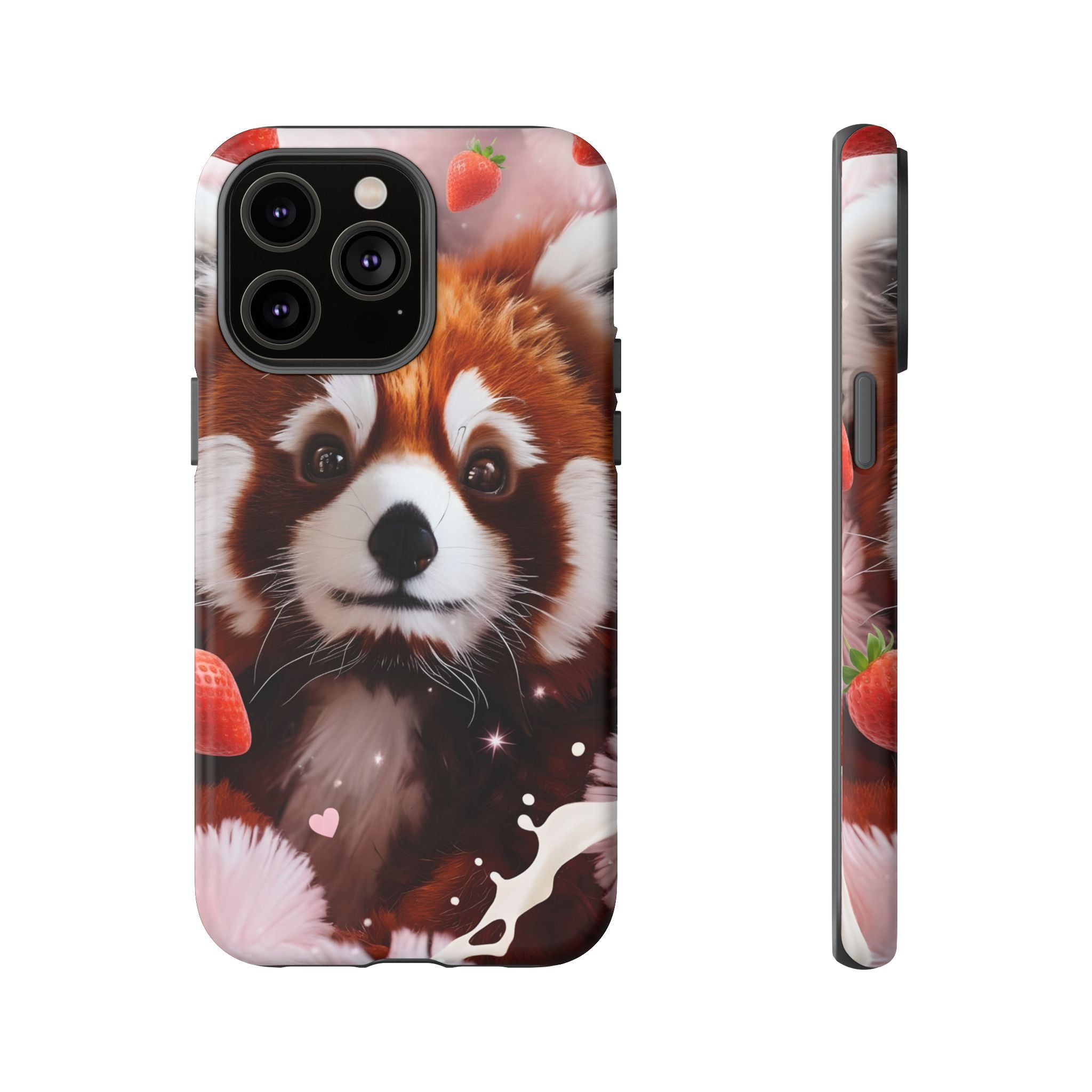 Red Panda with Strawberries Tough Phone Case — Cute Protective Phone Case