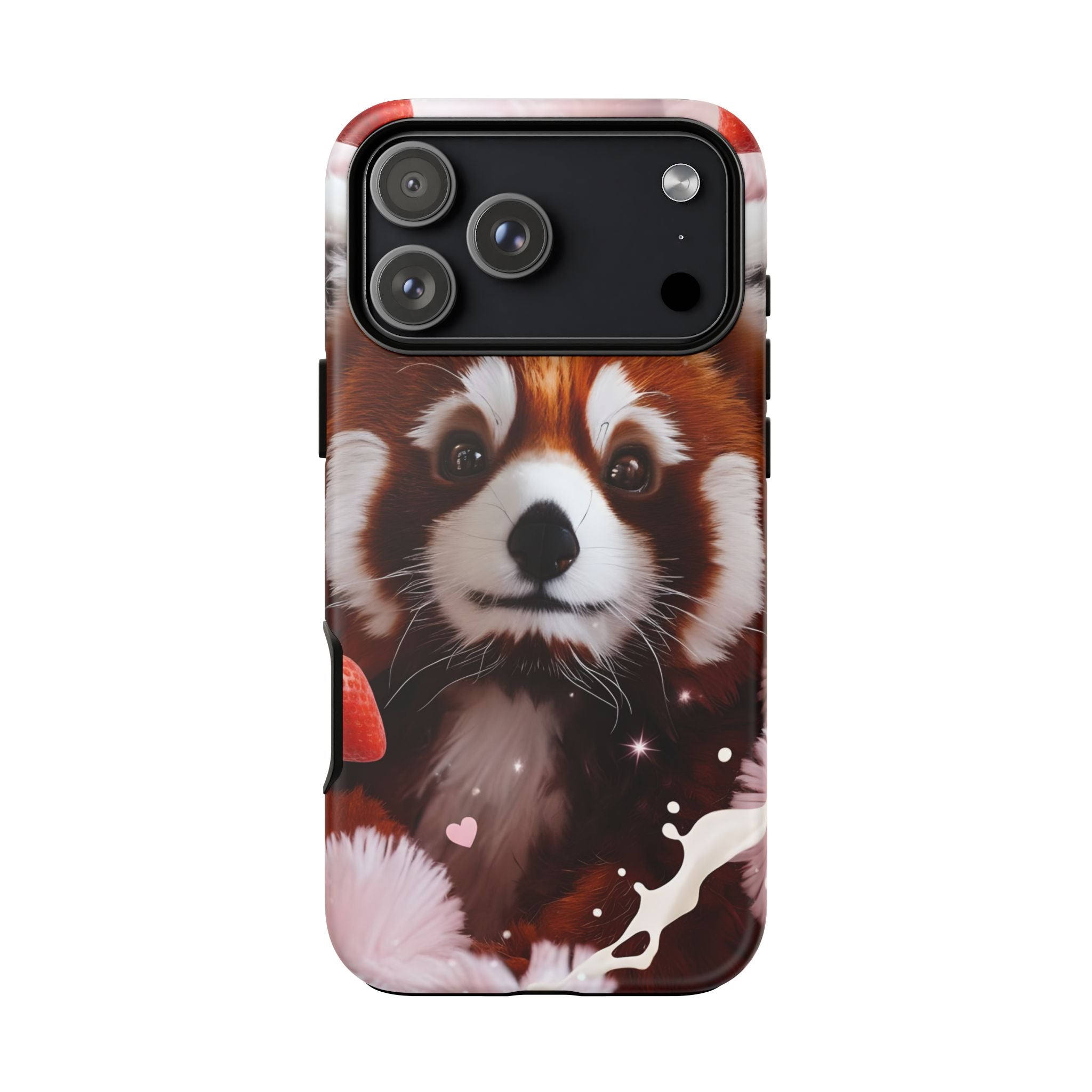 Red Panda with Strawberries Tough Phone Case — Cute Protective Phone Case