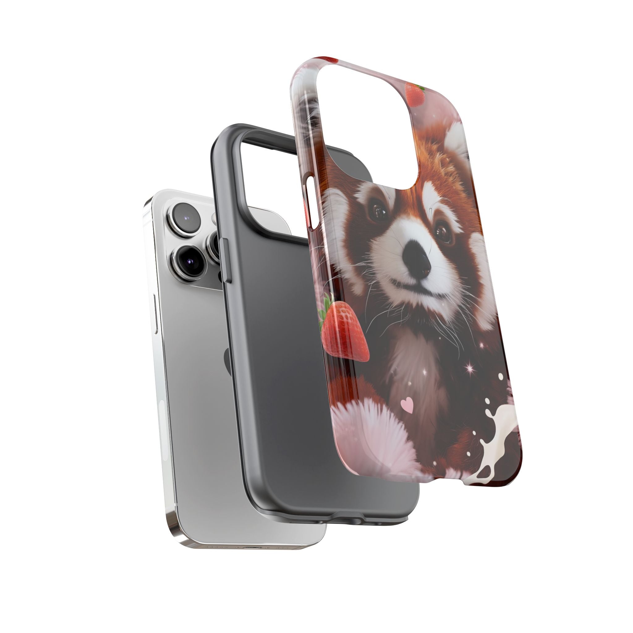 Red Panda with Strawberries Tough Phone Case — Cute Protective Phone Case