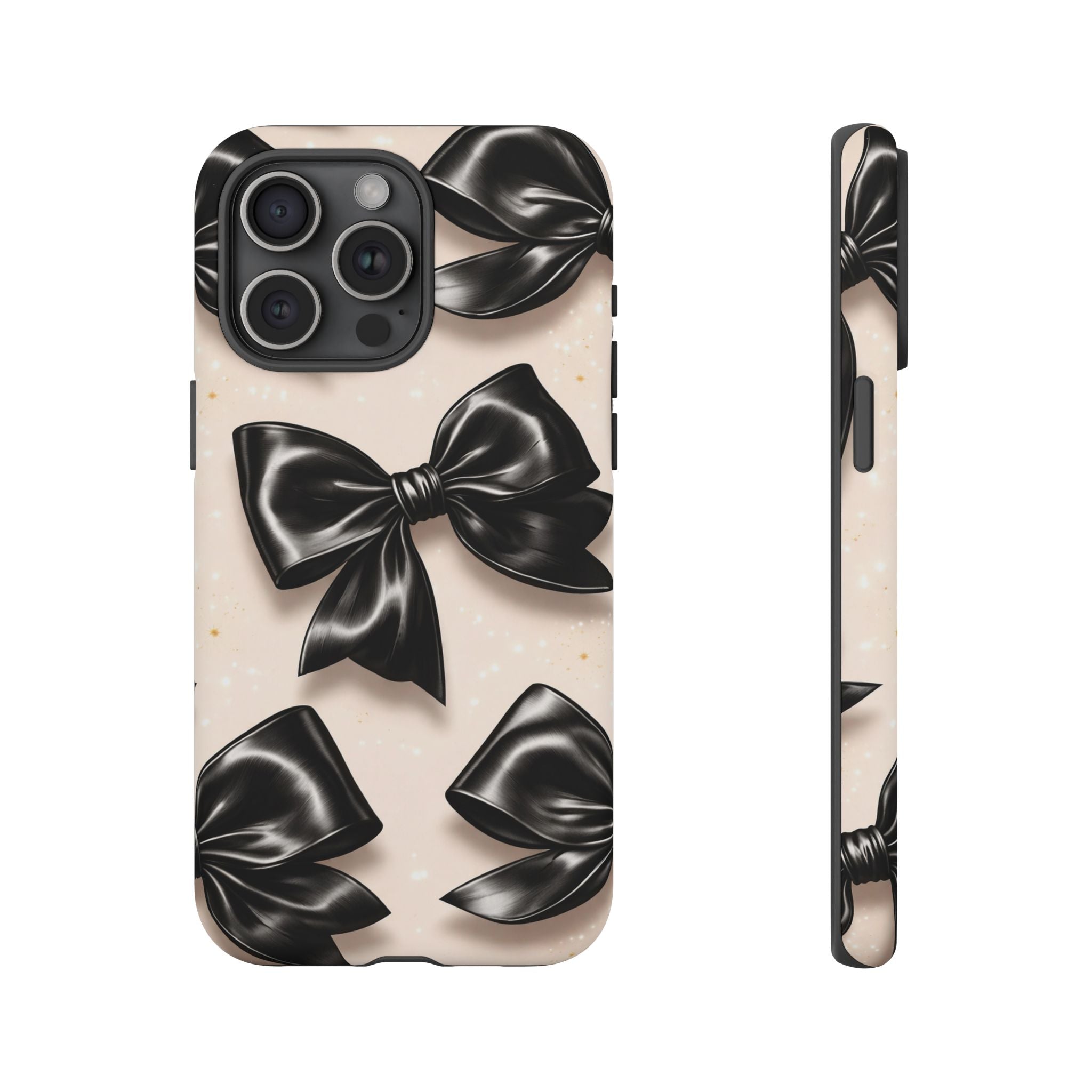 Black Bow Phone Case, Coquette Aesthetic iPhone & Samsung Case, Cute Girly Luxury Bow Cover, Feminine Minimalist Phone Case