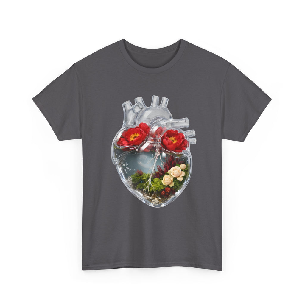 Floral Anatomical Heart T-Shirt — Botanical Heart Illustration Tee