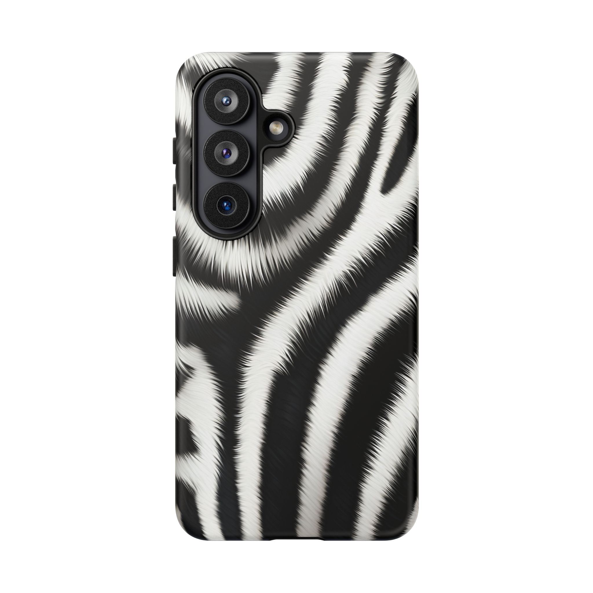 Zebra Print Tough Phone Case — Black & White Animal Pattern Protective Cover
