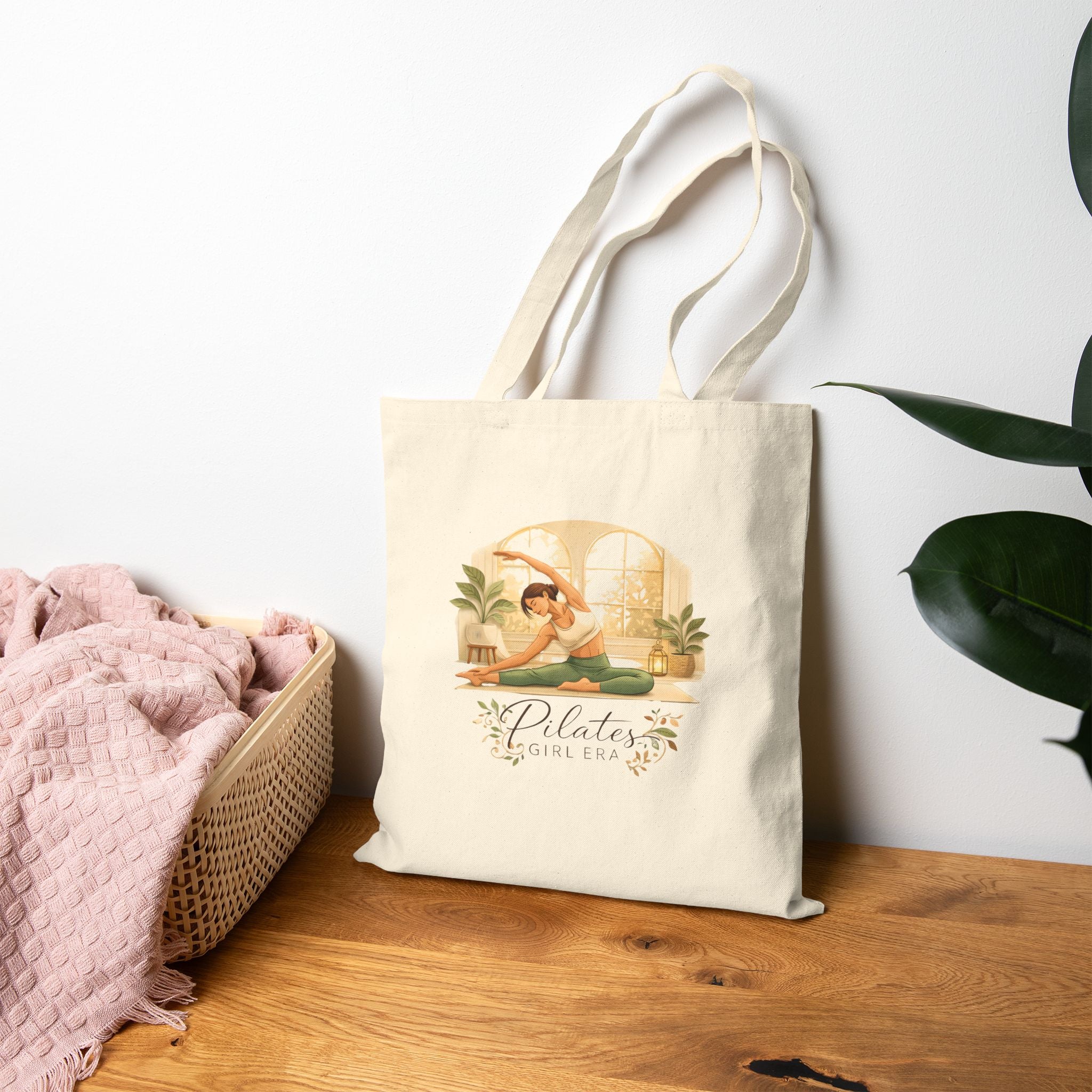 Tote Bag — Pilates Retro Mermaid Illustration Cotton Canvas Tote