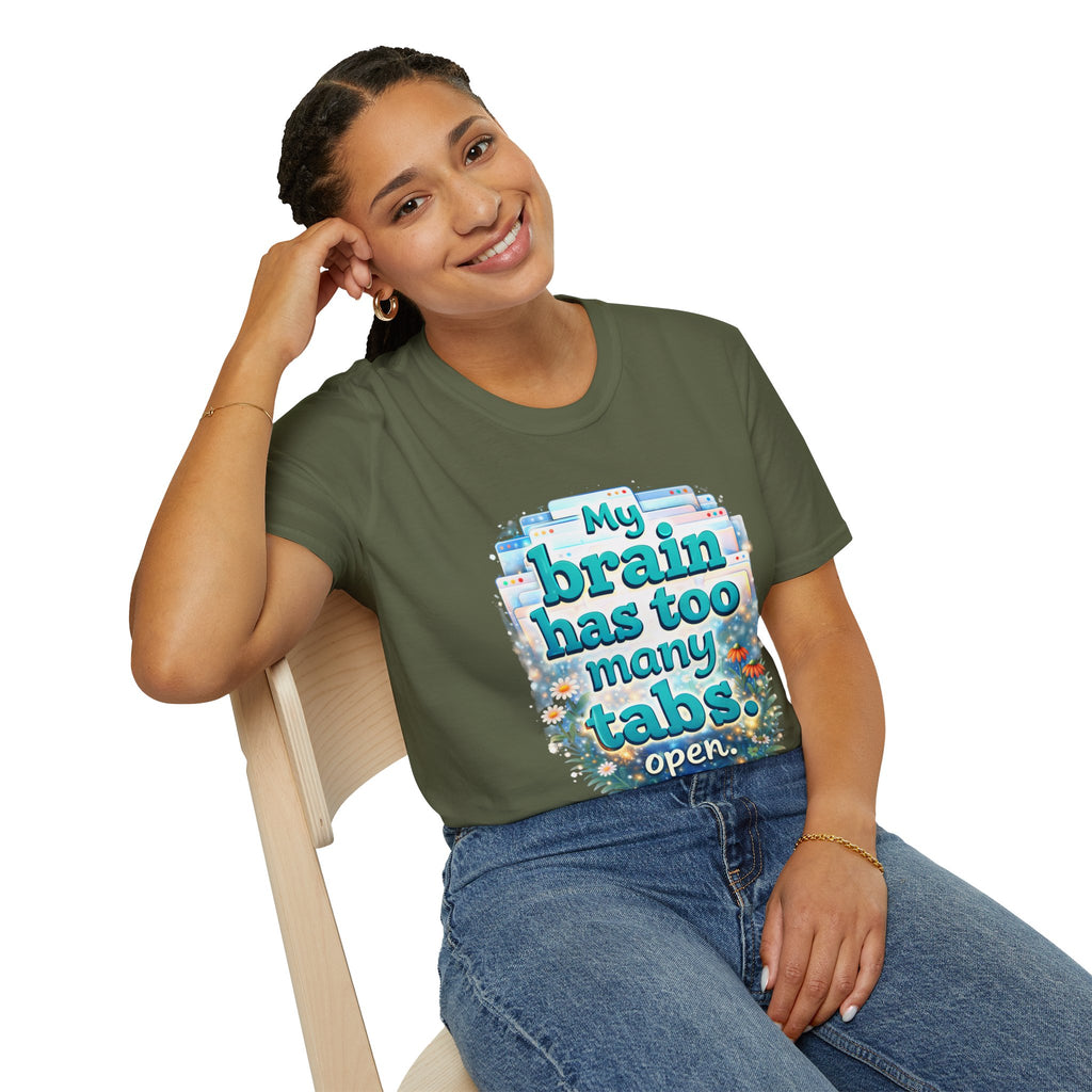My Brain Has Too Many Tabs Open Shirt – Funny Overthinking Tee, ADHD Humor T-Shirt, Relatable Mental Health Graphic Tee, Cute Aesthetic Shirt
