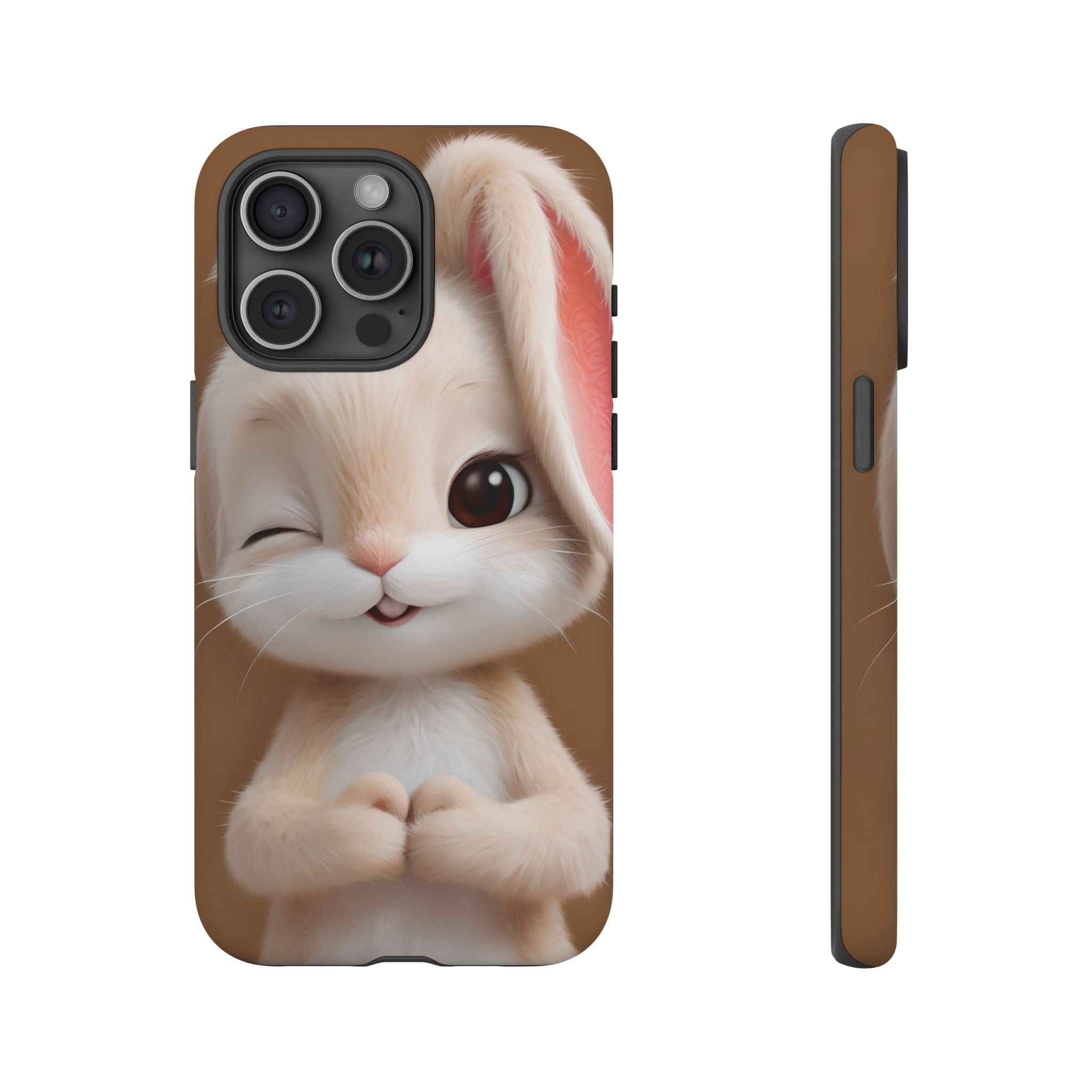 Adorable Kawaii Bunny Phone Case – Cute Winking Rabbit Aesthetic Case – Soft Pastel Bunny Cover – Gift for Bunny Lovers.