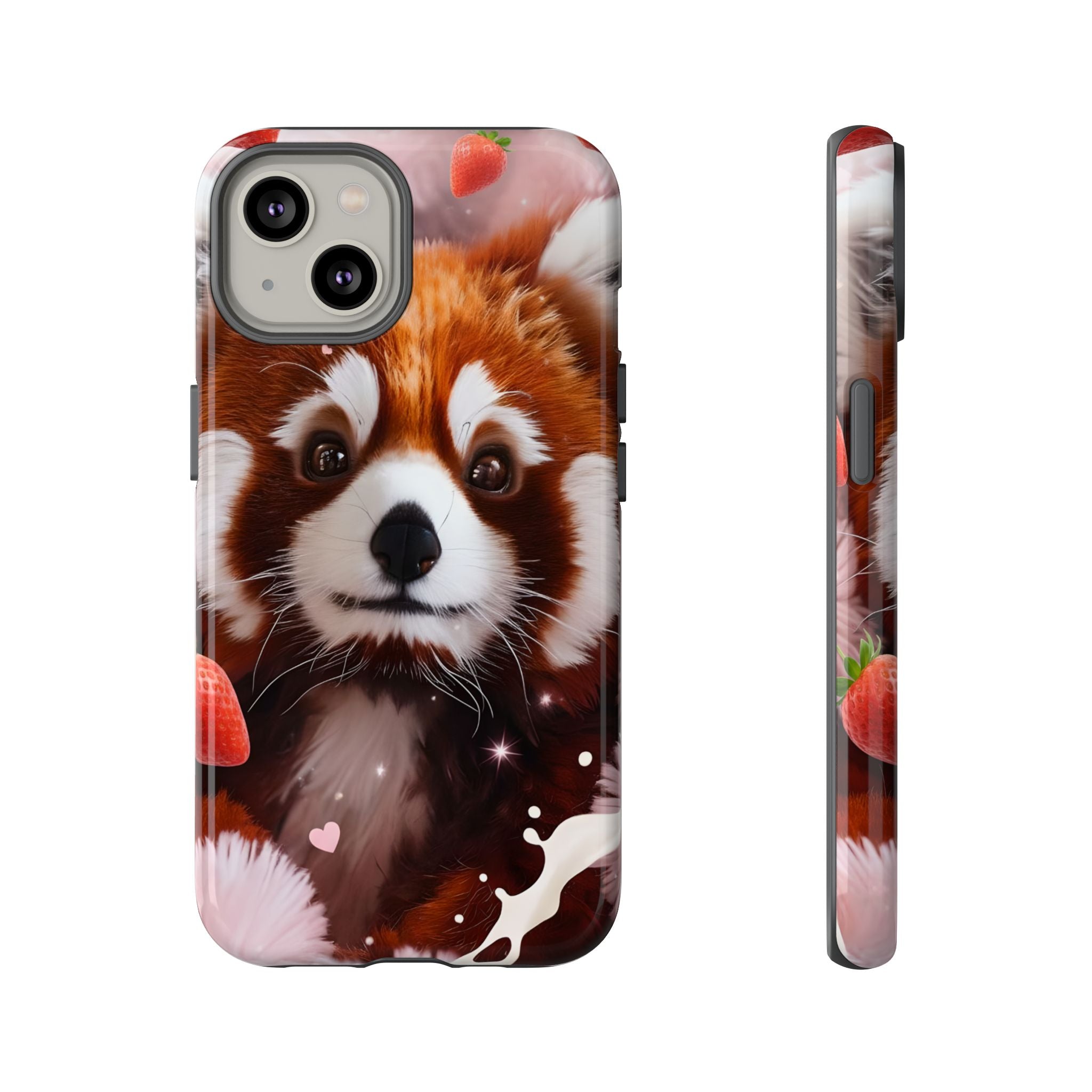 Red Panda with Strawberries Tough Phone Case — Cute Protective Phone Case