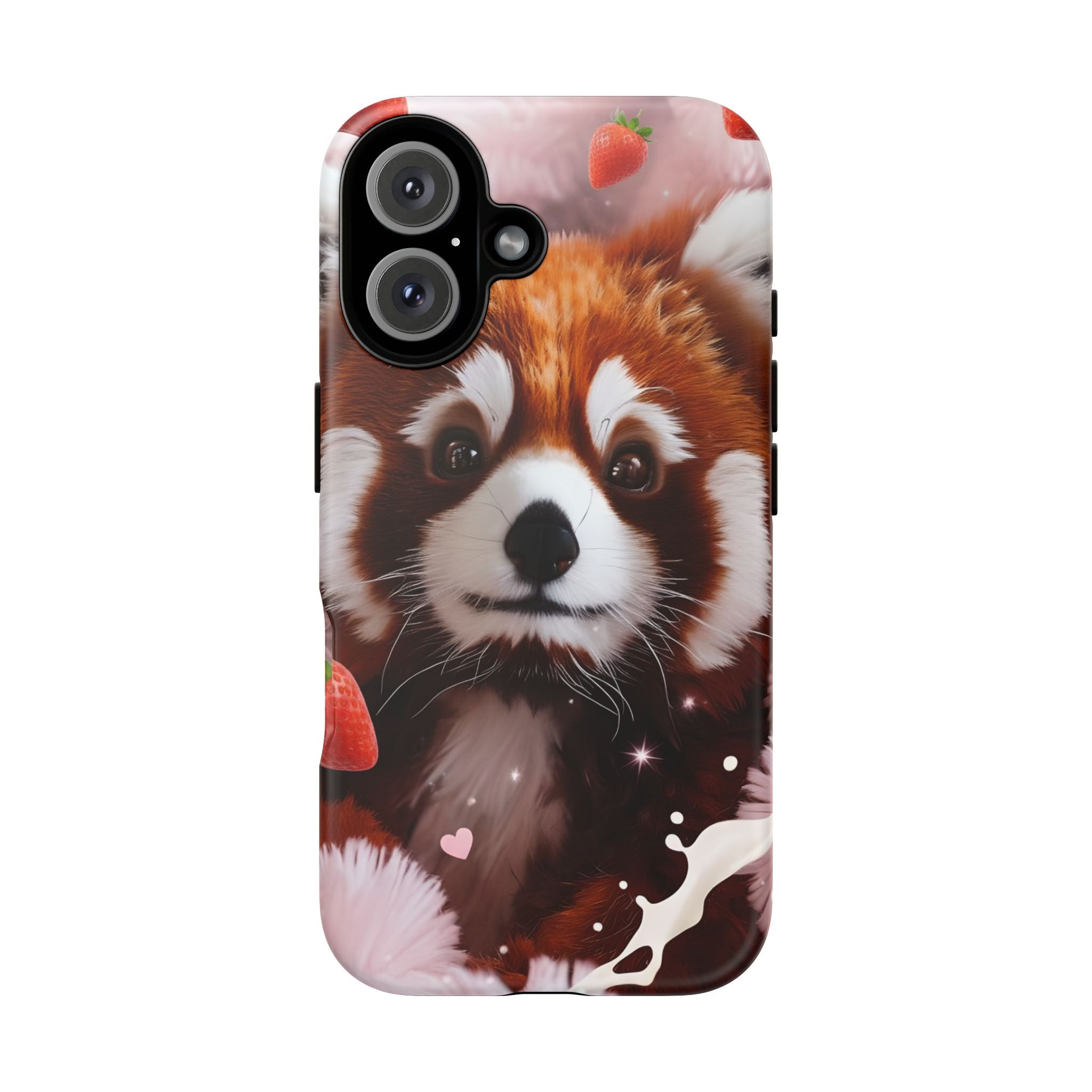 Red Panda with Strawberries Tough Phone Case — Cute Protective Phone Case