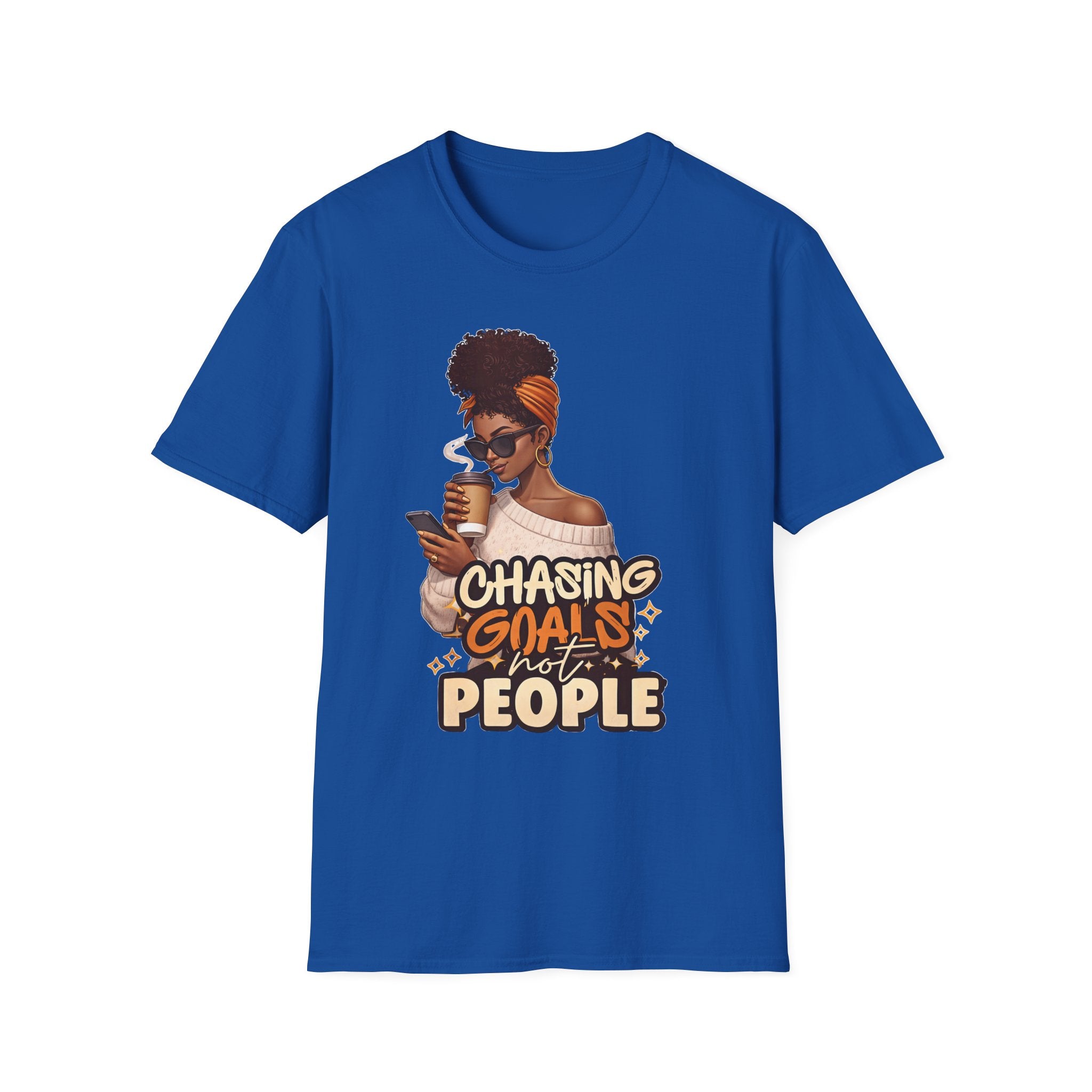 Chasing Goals Not People T-Shirt — Motivational Afro Woman Graphic Tee