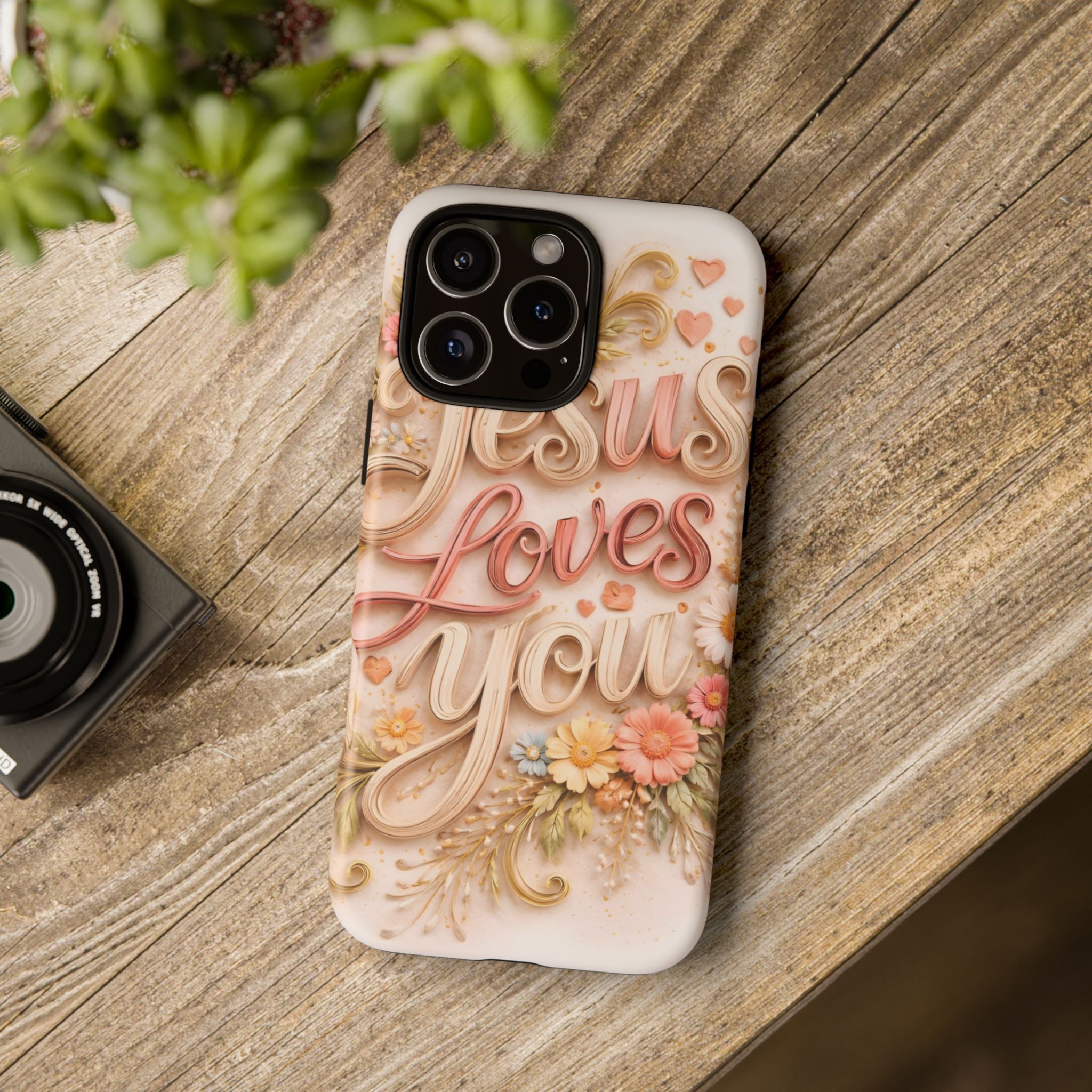 Phone Case — "Jesus Loves You" Floral Pastel Protective Cover