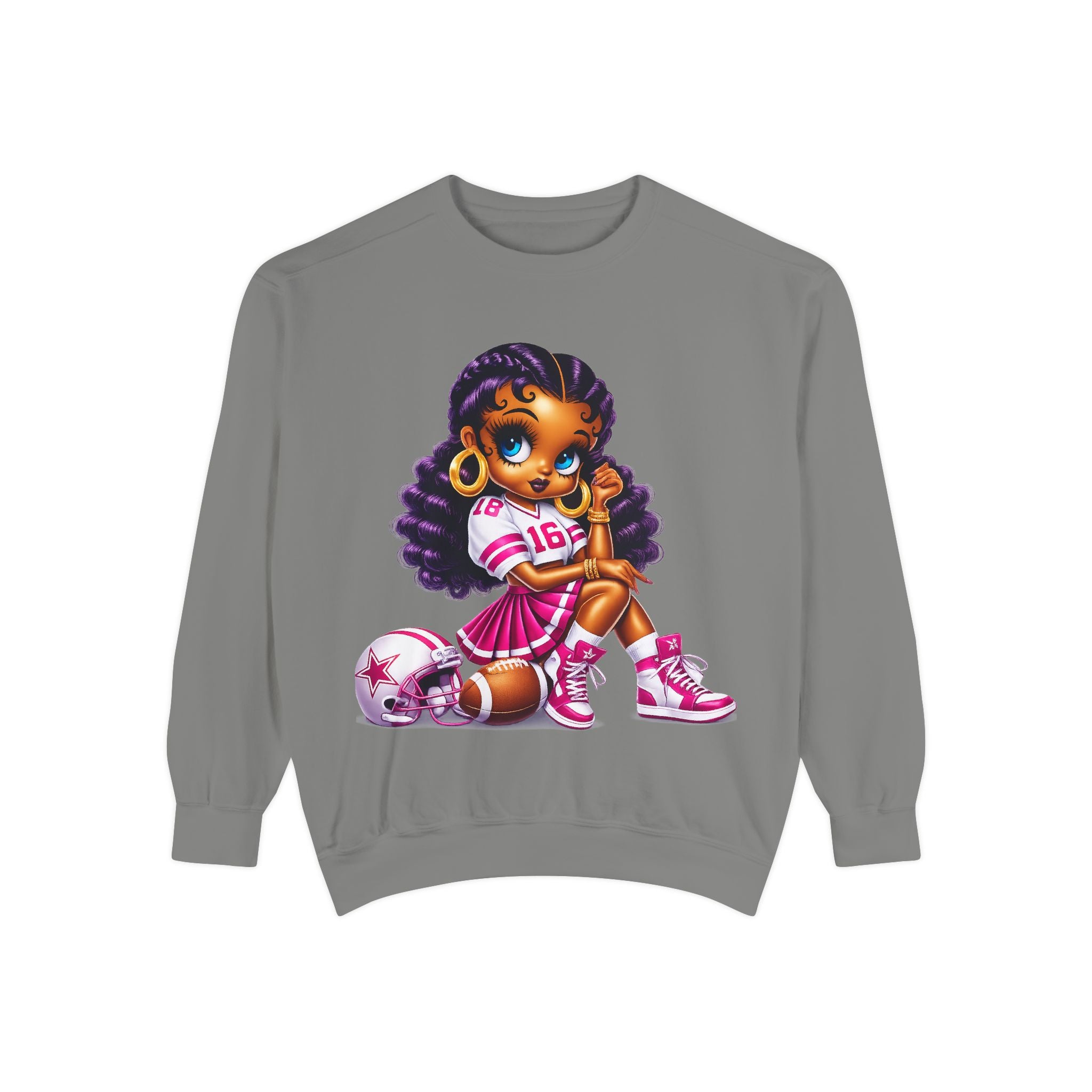 Fuchsia Football Girl Shirt – Cute Black Girl Sports Graphic Tee, Pink Cheerleader Outfit, Trendy Game Day Women’s Shirt, Girly Athlete T-Shirt