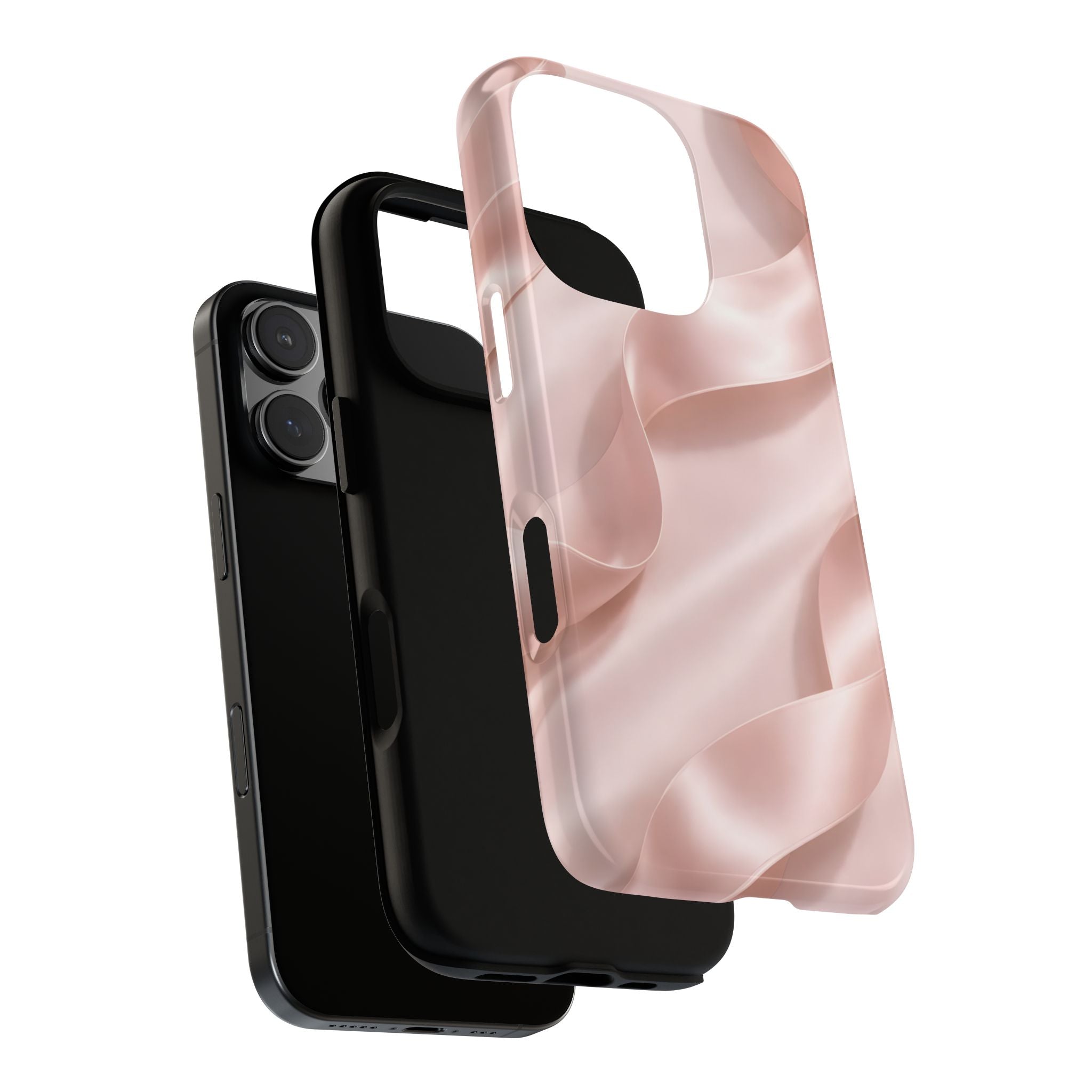 Blush Pink Satin Ribbon Phone Case – Elegant Coquette Aesthetic Luxury iPhone Case, Feminine Designer Bow Phone Cover