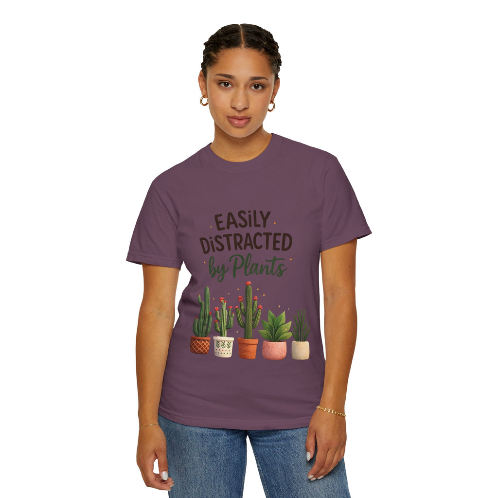 Easily Distracted By Plants Shirt, Plant Lover T-Shirt, Funny Plant Mom Tee, Botanical Lover Gift, Succulent Cactus Shirt, Unisex Graphic Tee