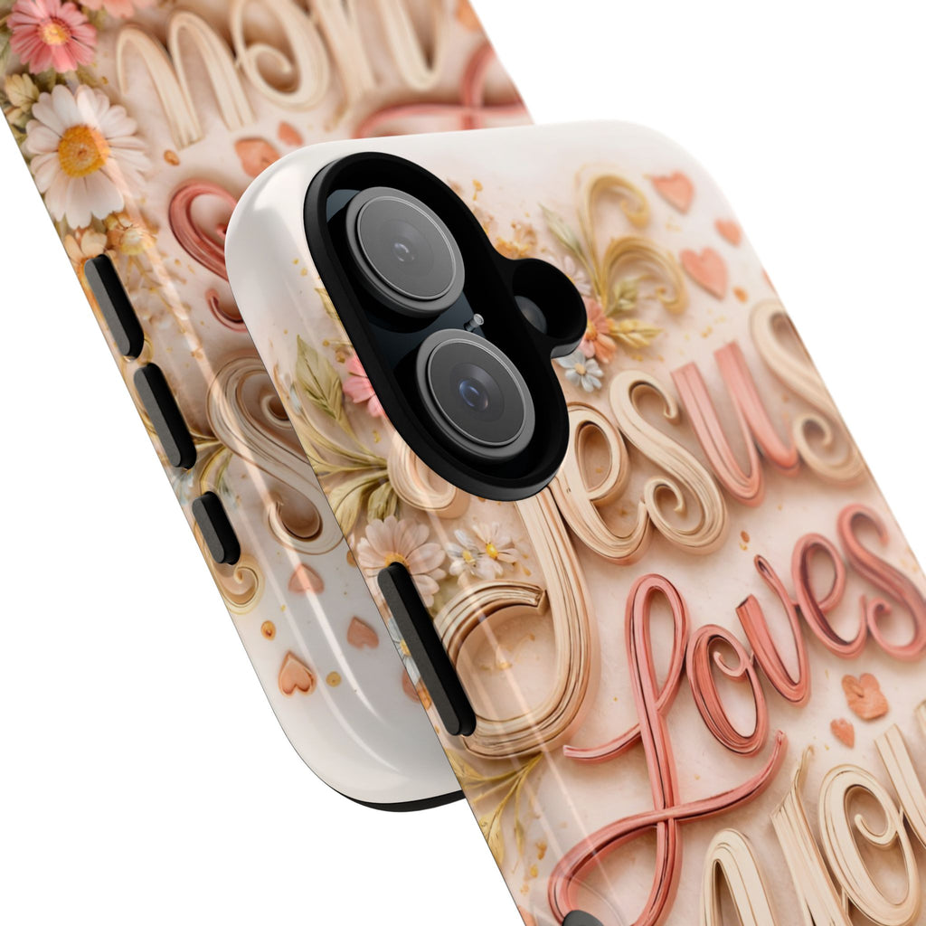 Phone Case — "Jesus Loves You" Floral Pastel Protective Cover
