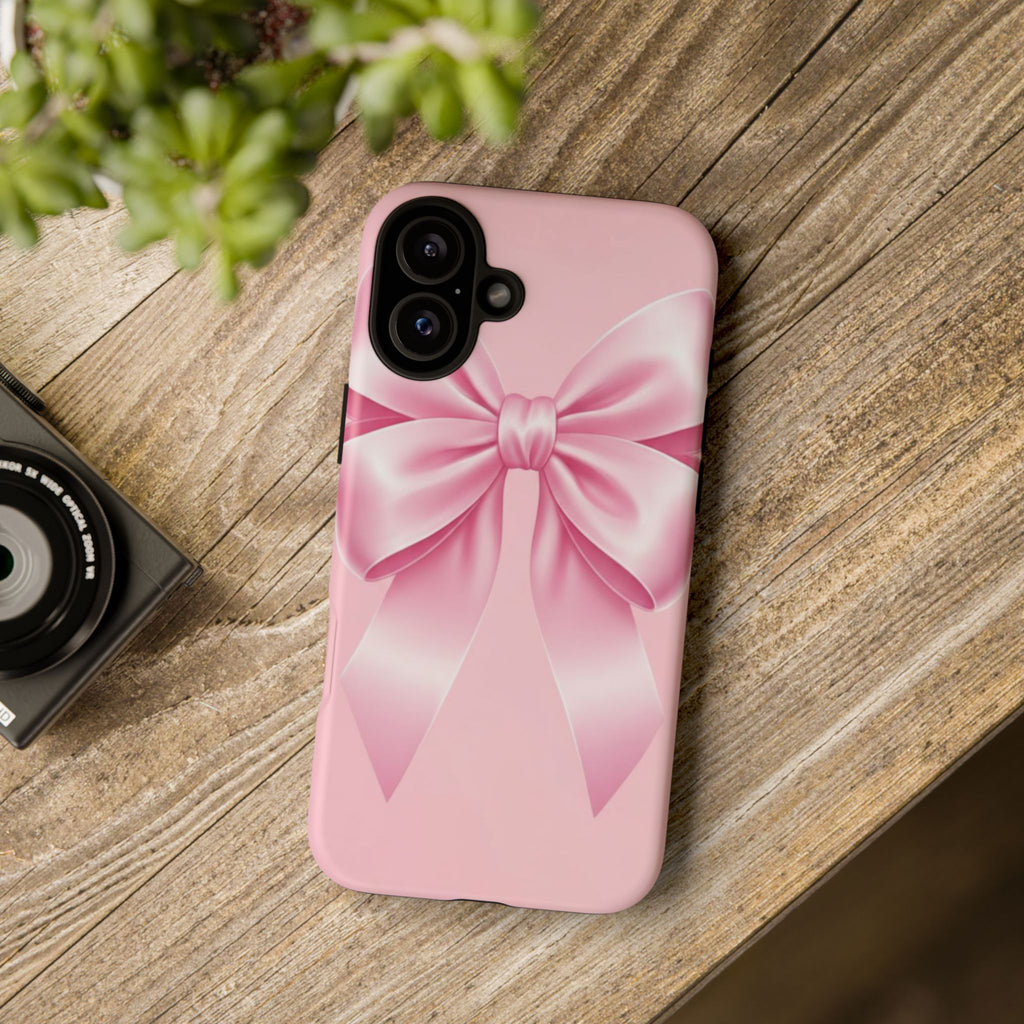 Coquette Pink Bow Phone Case, Cute Aesthetic iPhone Case, Soft Girl Bow Cover, Feminine Girly Phone Case