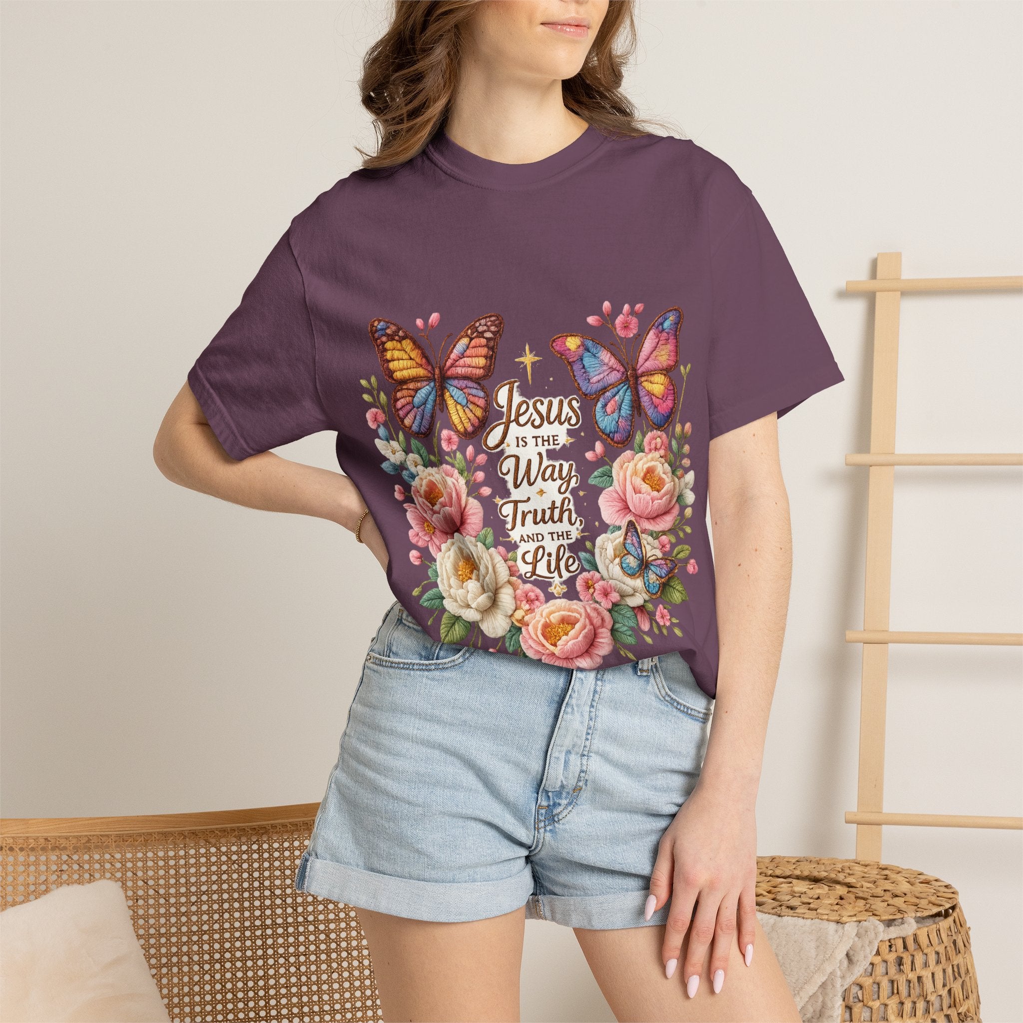 The One in Me Is Greater Shirt – Christian Crochet Style Graphic Tee, Faith Based Inspirational Bible Verse Shirt, Cute Religious Gift for Women