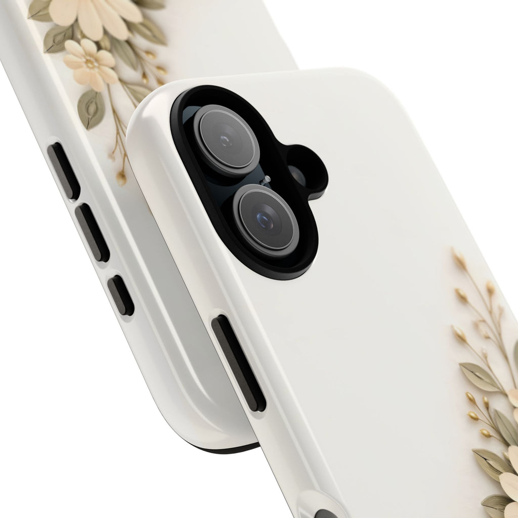 Floral Daisies Tough Case — Protective Phone Case with Cream Vintage Flower Design