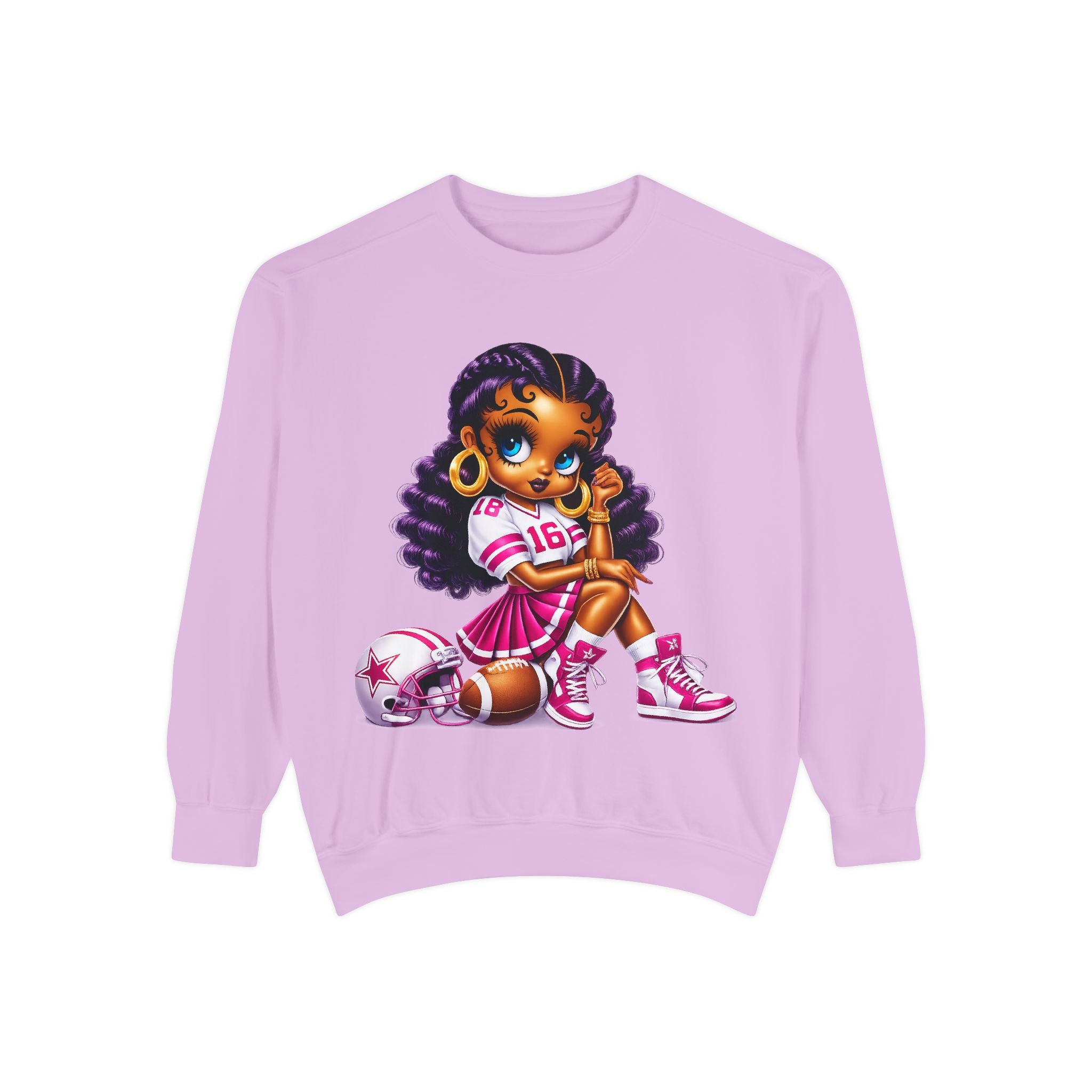 Fuchsia Football Girl Shirt – Cute Black Girl Sports Graphic Tee, Pink Cheerleader Outfit, Trendy Game Day Women’s Shirt, Girly Athlete T-Shirt