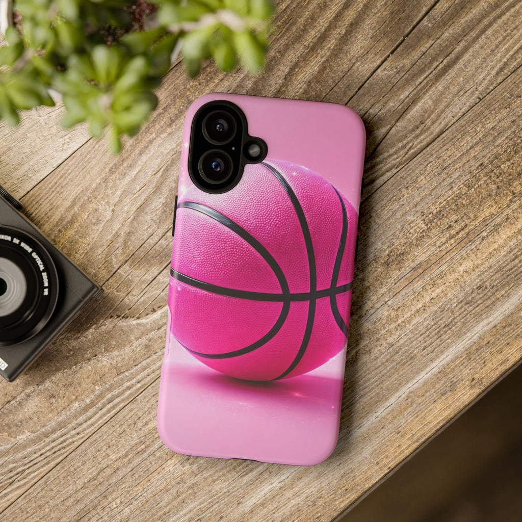 Pink Basketball Phone Case, Aesthetic Sports iPhone & Samsung Case, Cute Girly Athlete Case, Coquette Sport Phone Cover