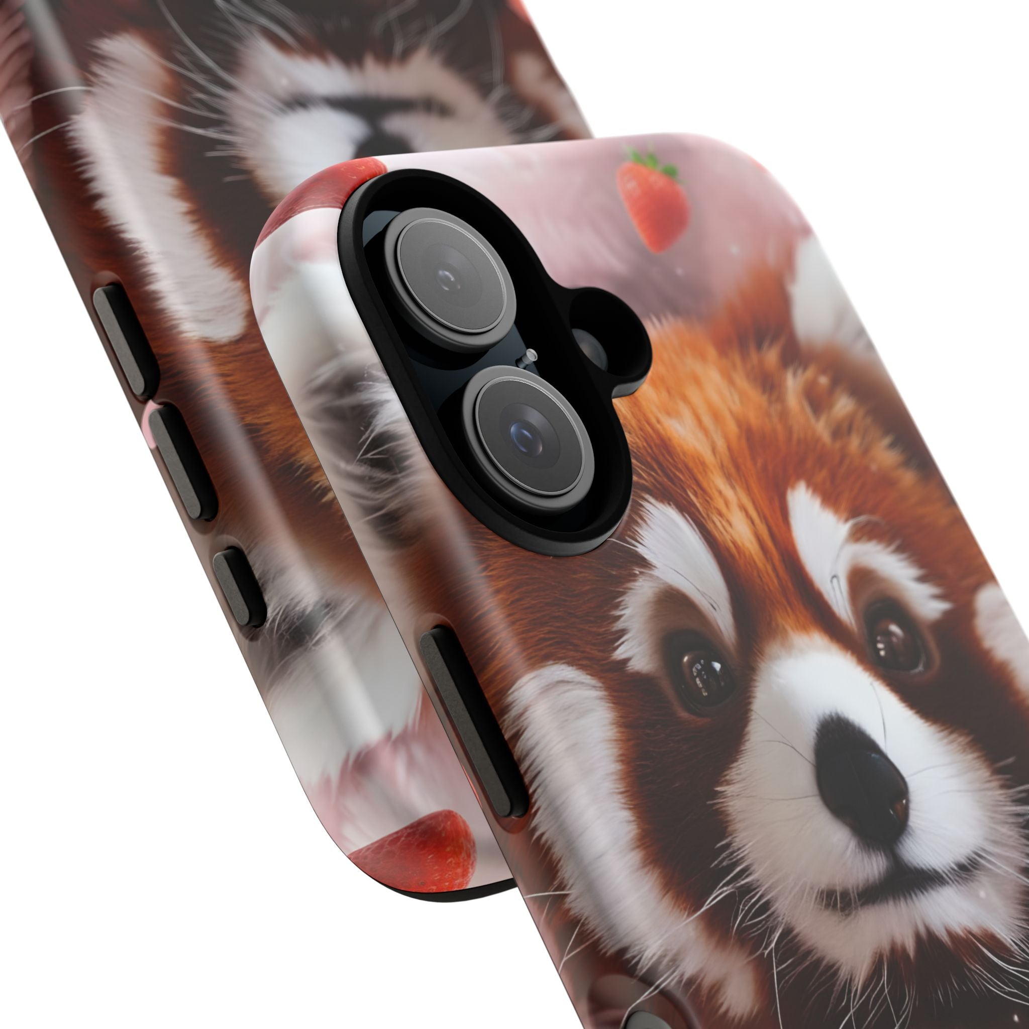 Red Panda with Strawberries Tough Phone Case — Cute Protective Phone Case