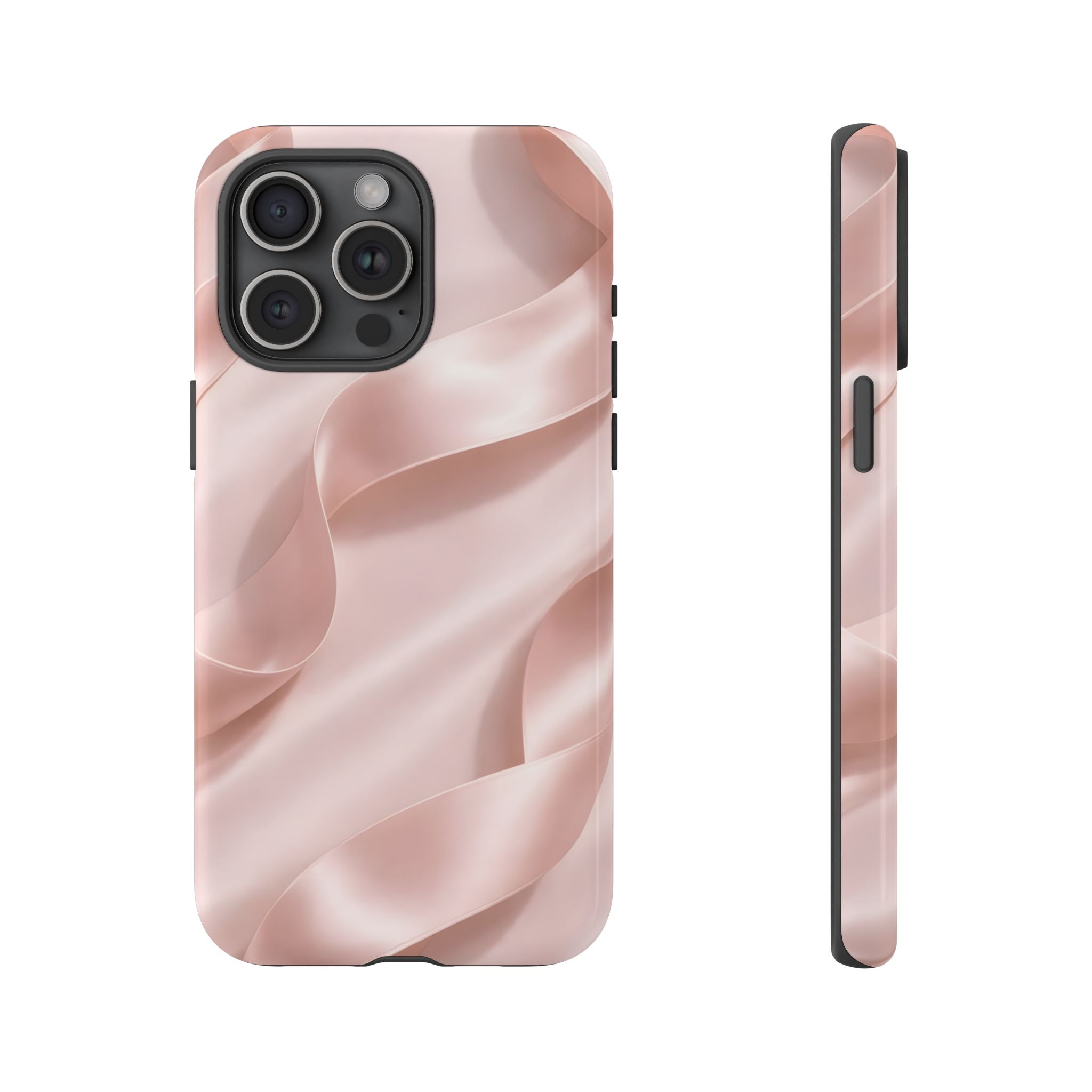 Blush Pink Satin Ribbon Phone Case – Elegant Coquette Aesthetic Luxury iPhone Case, Feminine Designer Bow Phone Cover