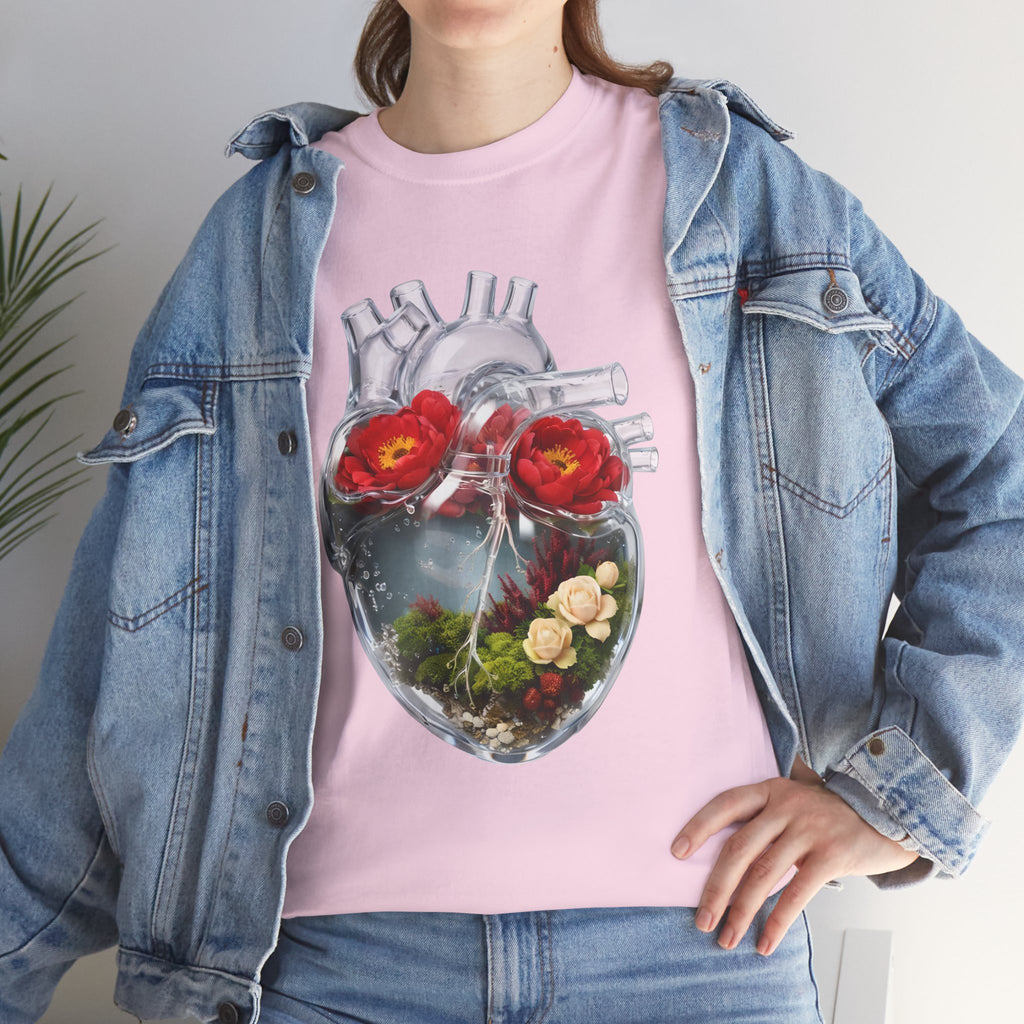 Floral Anatomical Heart T-Shirt — Botanical Heart Illustration Tee