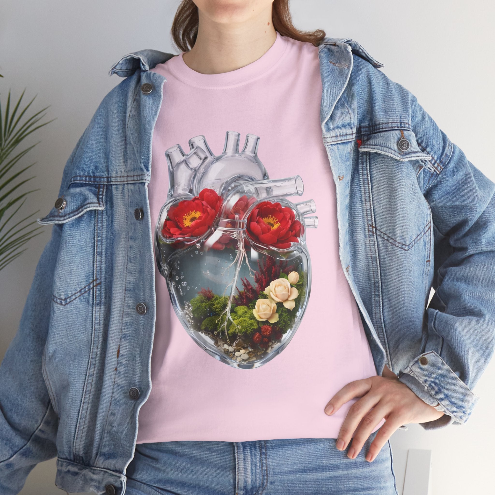 Floral Anatomical Heart T-Shirt — Botanical Heart Illustration Tee