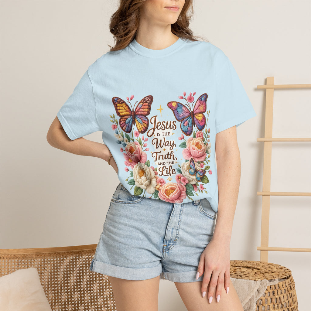 The One in Me Is Greater Shirt – Christian Crochet Style Graphic Tee, Faith Based Inspirational Bible Verse Shirt, Cute Religious Gift for Women