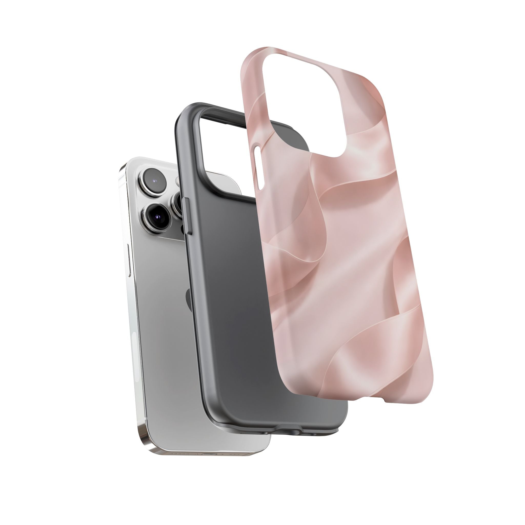 Blush Pink Satin Ribbon Phone Case – Elegant Coquette Aesthetic Luxury iPhone Case, Feminine Designer Bow Phone Cover
