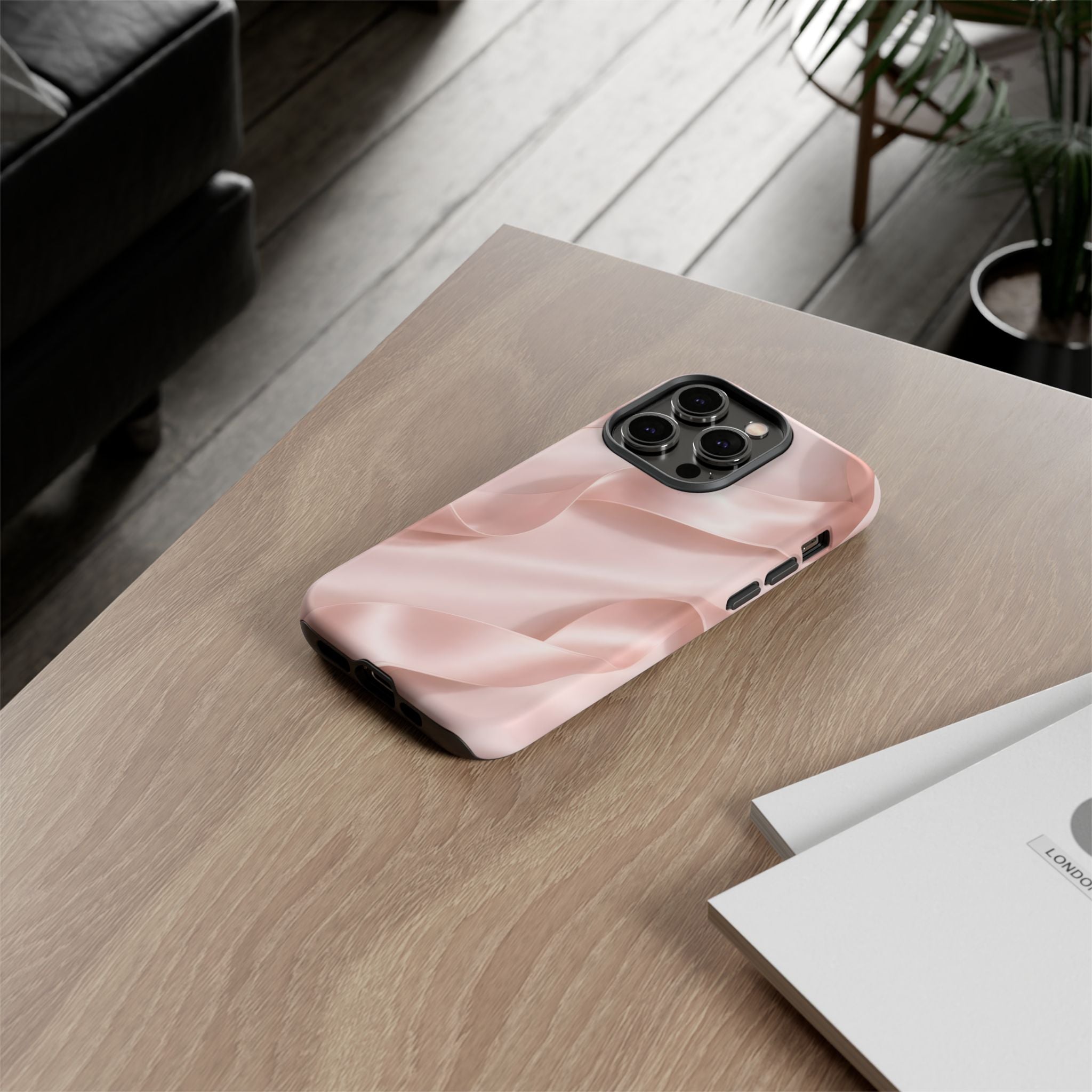 Blush Pink Satin Ribbon Phone Case – Elegant Coquette Aesthetic Luxury iPhone Case, Feminine Designer Bow Phone Cover