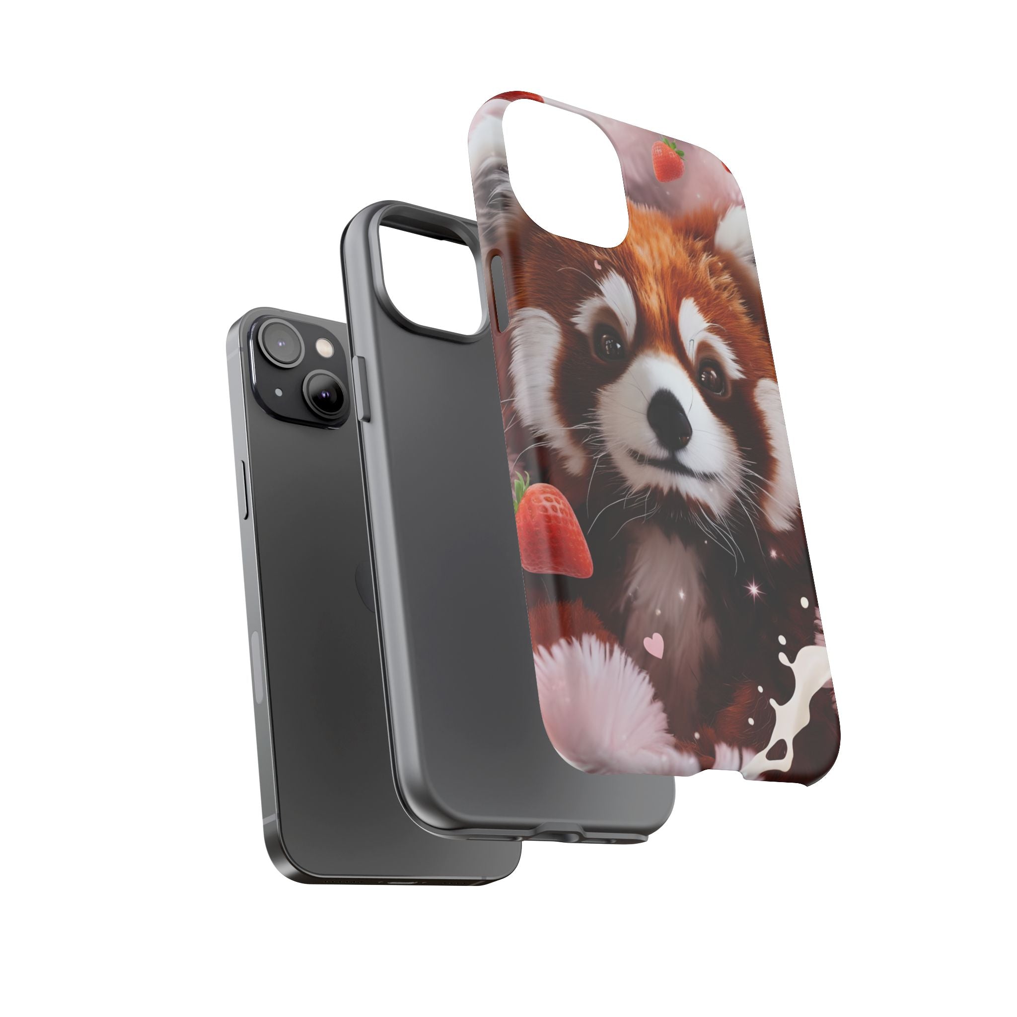 Red Panda with Strawberries Tough Phone Case — Cute Protective Phone Case
