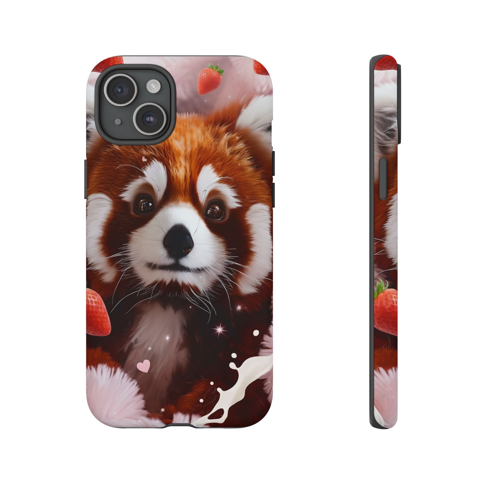 Red Panda with Strawberries Tough Phone Case — Cute Protective Phone Case