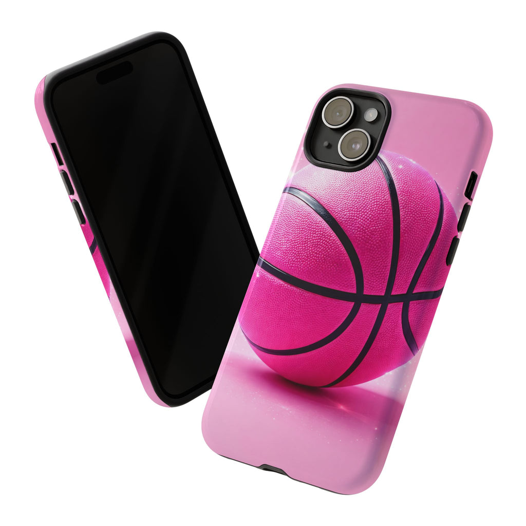 Pink Basketball Phone Case, Aesthetic Sports iPhone & Samsung Case, Cute Girly Athlete Case, Coquette Sport Phone Cover