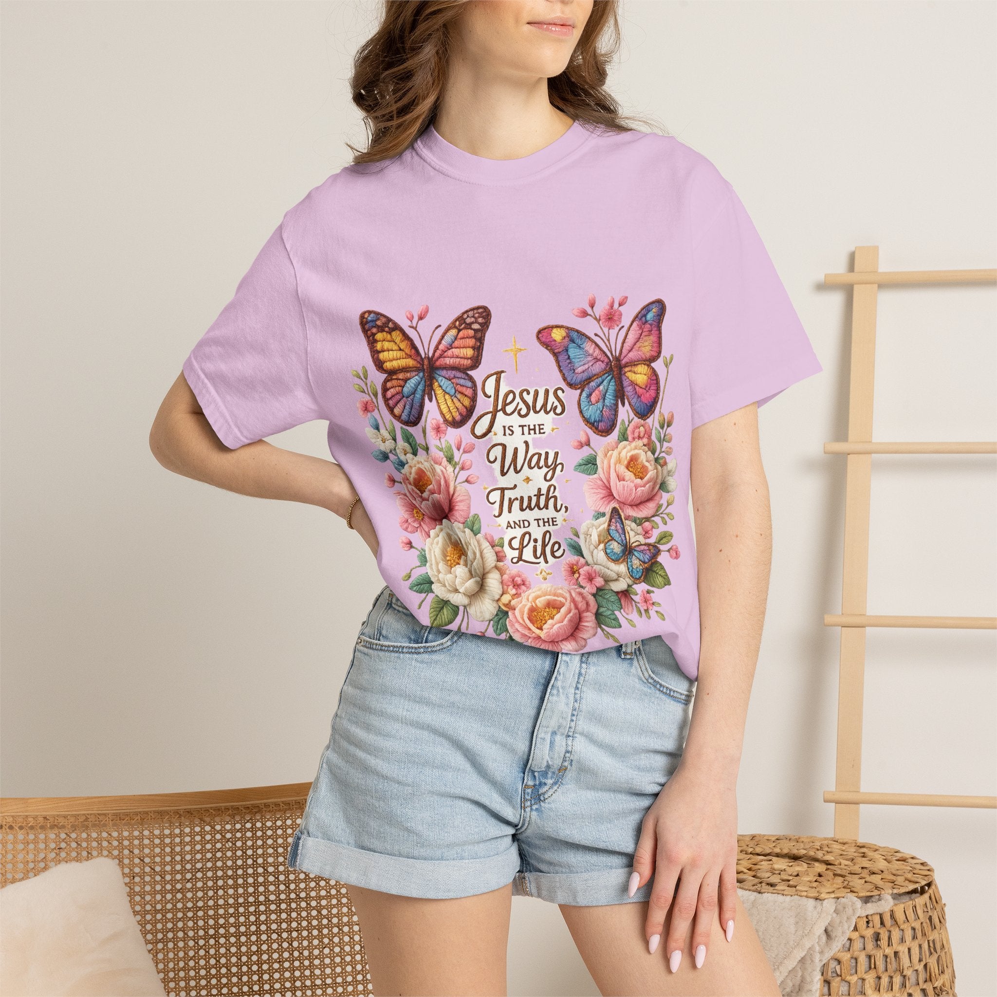 The One in Me Is Greater Shirt – Christian Crochet Style Graphic Tee, Faith Based Inspirational Bible Verse Shirt, Cute Religious Gift for Women