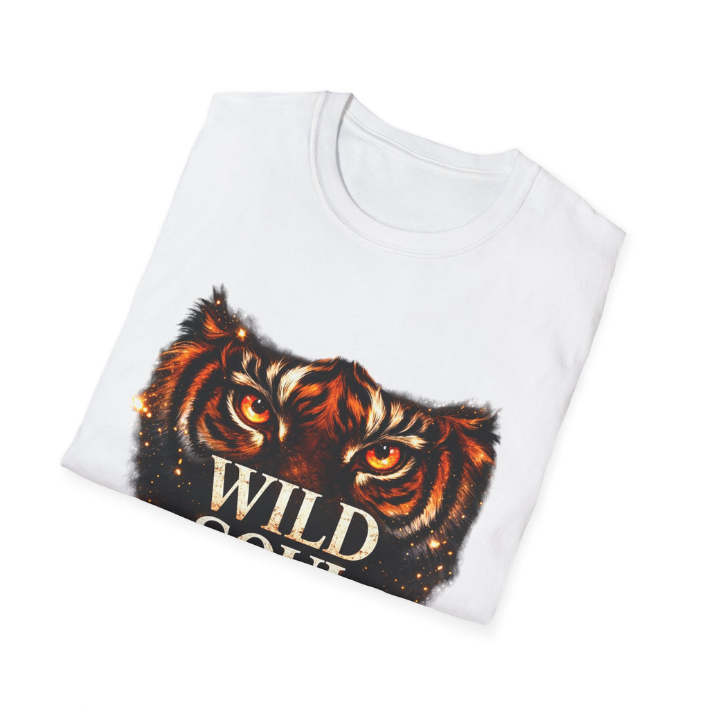 Wild Soul Tiger Eyes T-Shirt – Fierce Spirit Graphic Tee, Motivational Streetwear Shirt, Bold Animal Print Unisex Tee, Gift for Him & Her