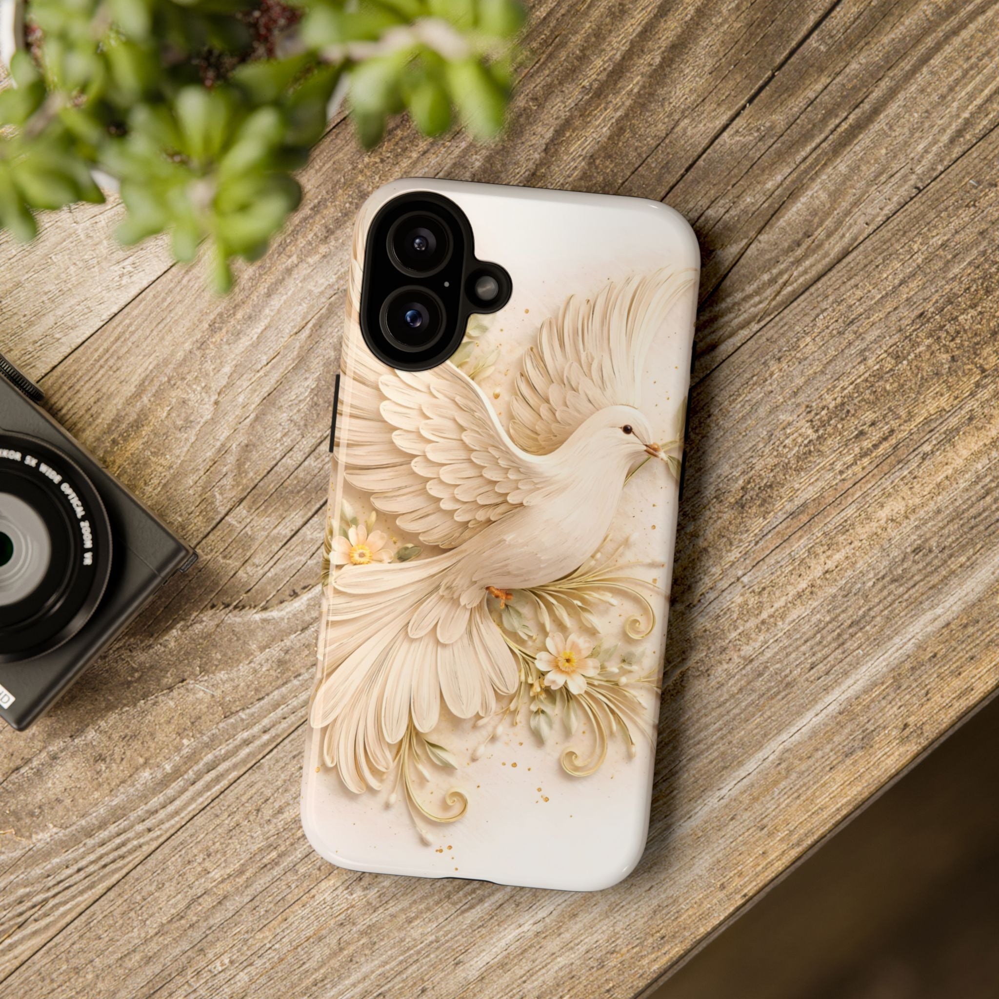 Dove Protection Phone Case — Elegant White Dove Floral iPhone Cover