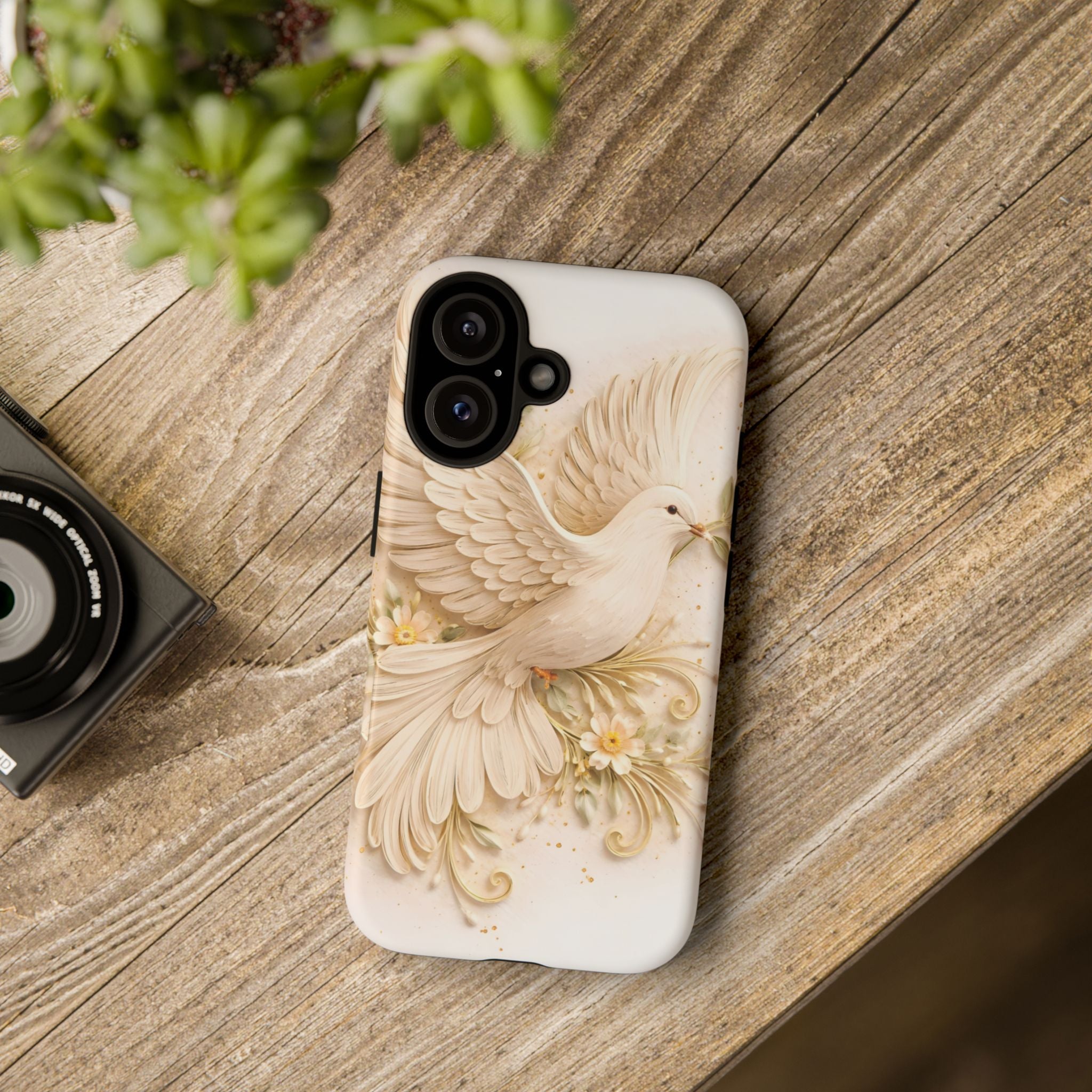 Dove Protection Phone Case — Elegant White Dove Floral iPhone Cover