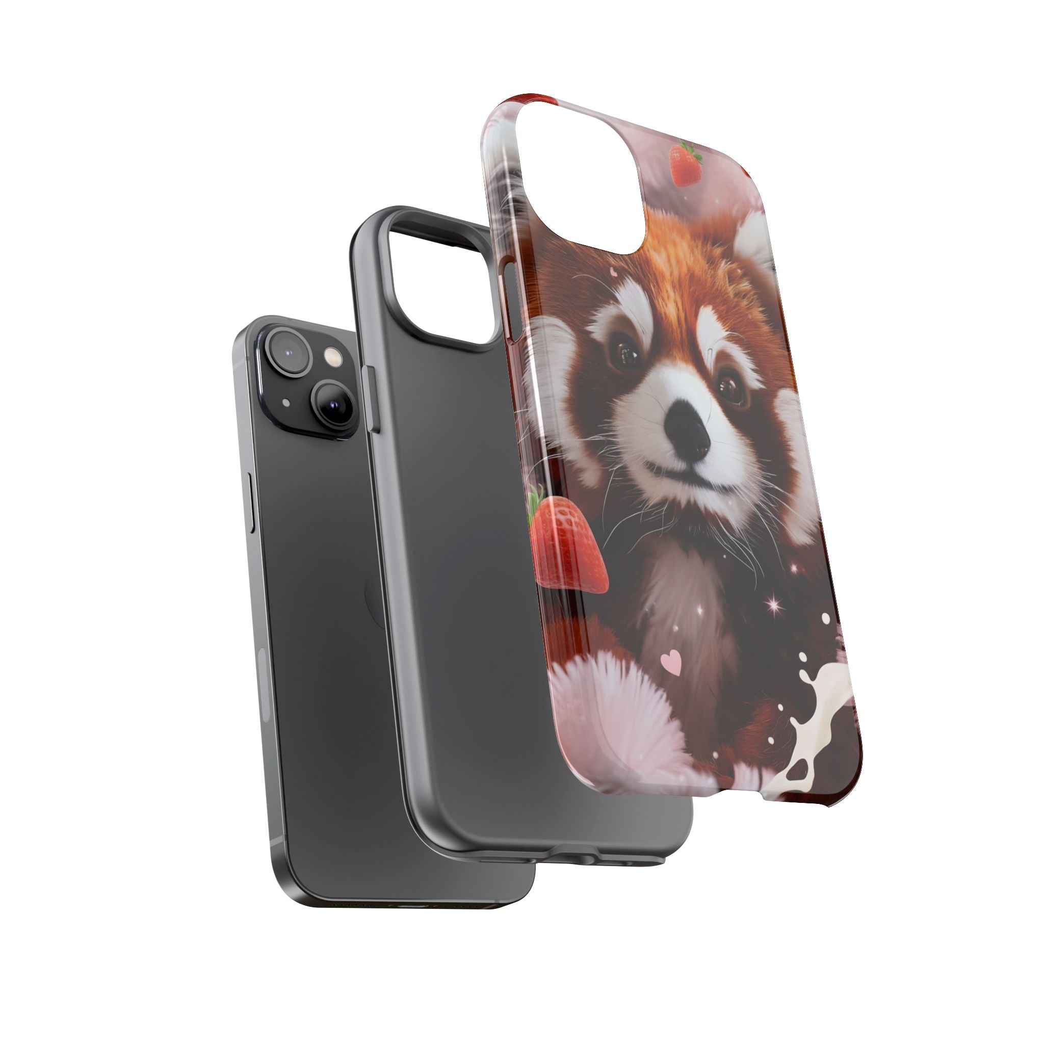 Red Panda with Strawberries Tough Phone Case — Cute Protective Phone Case