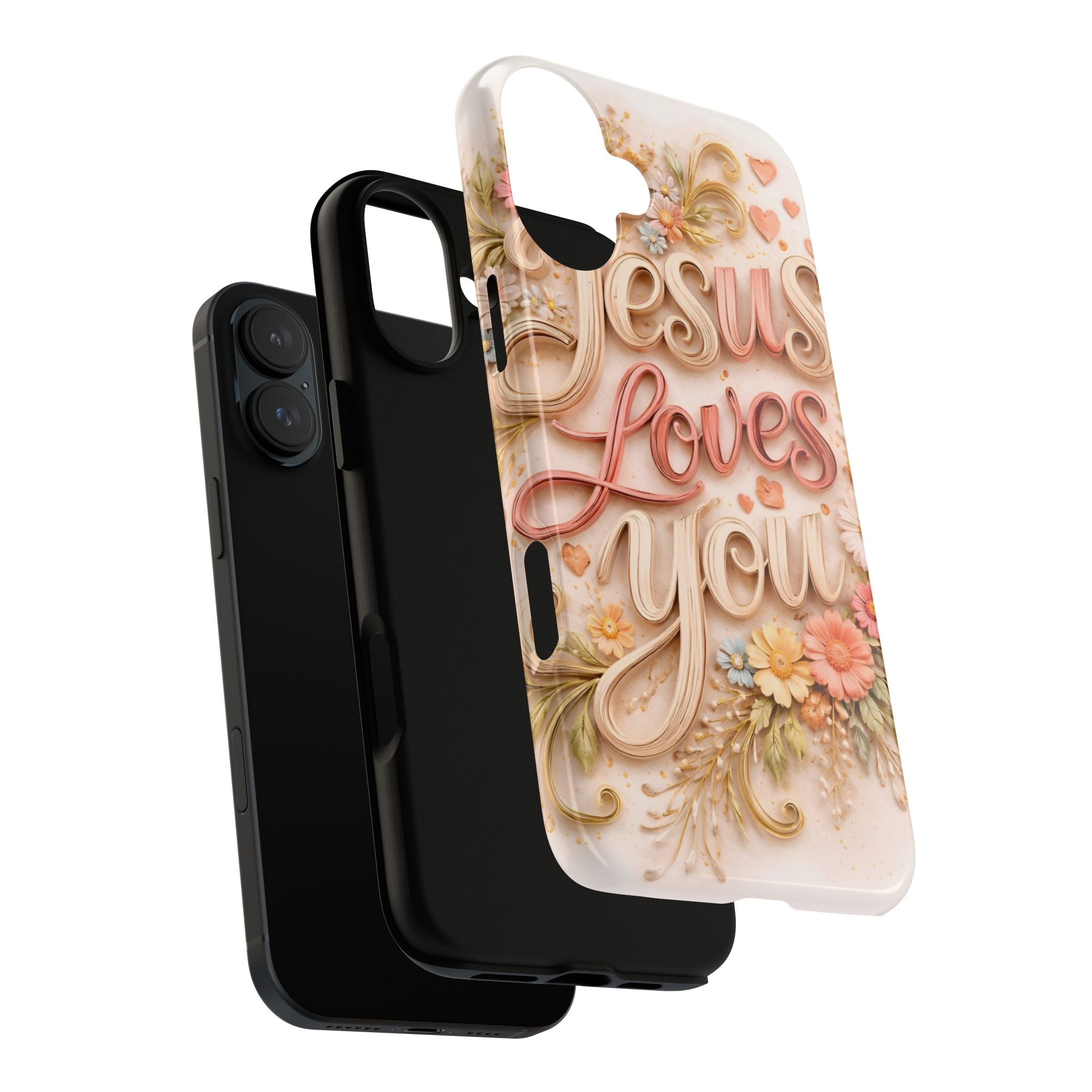 Phone Case — "Jesus Loves You" Floral Pastel Protective Cover
