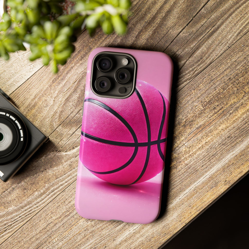 Pink Basketball Phone Case, Aesthetic Sports iPhone & Samsung Case, Cute Girly Athlete Case, Coquette Sport Phone Cover
