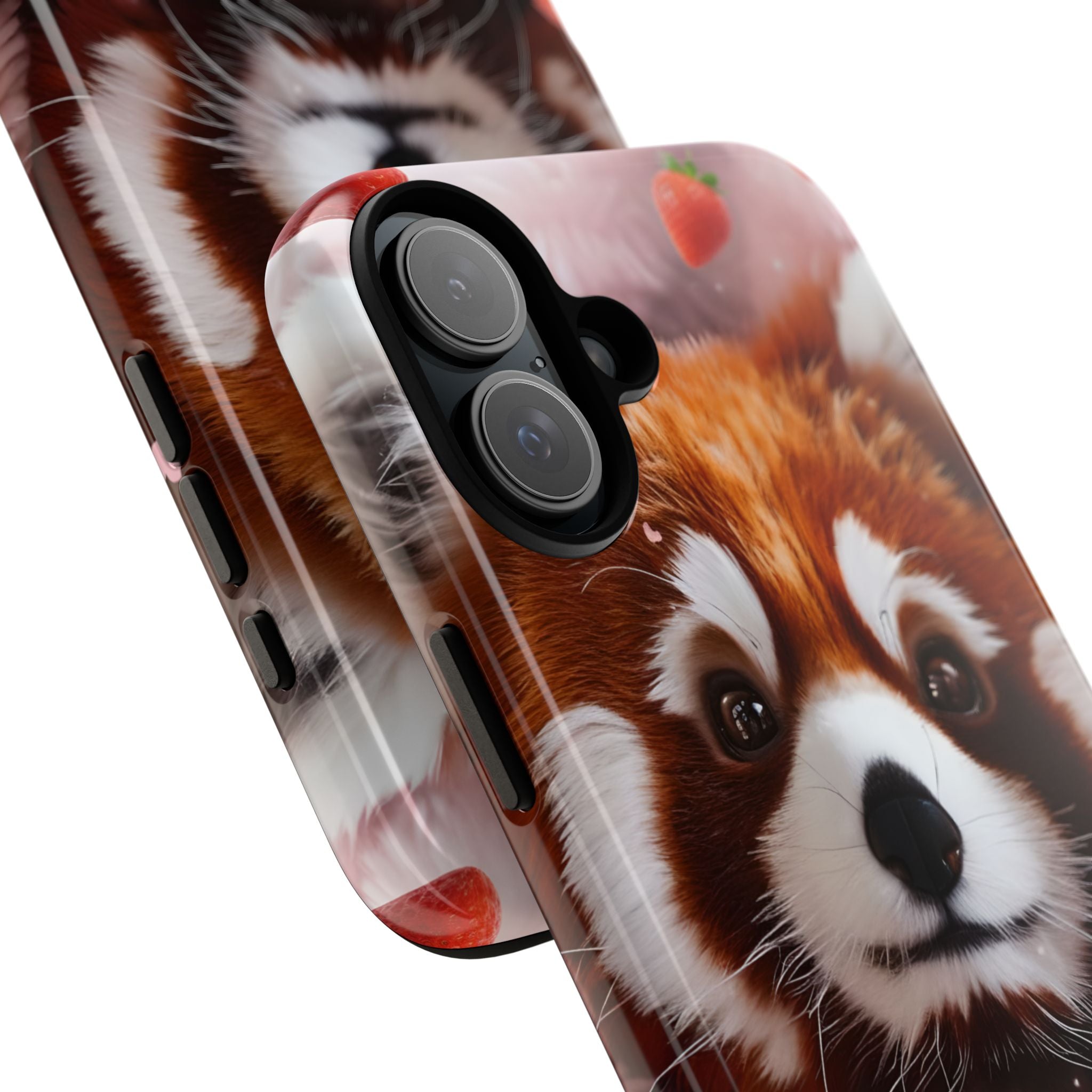 Red Panda with Strawberries Tough Phone Case — Cute Protective Phone Case